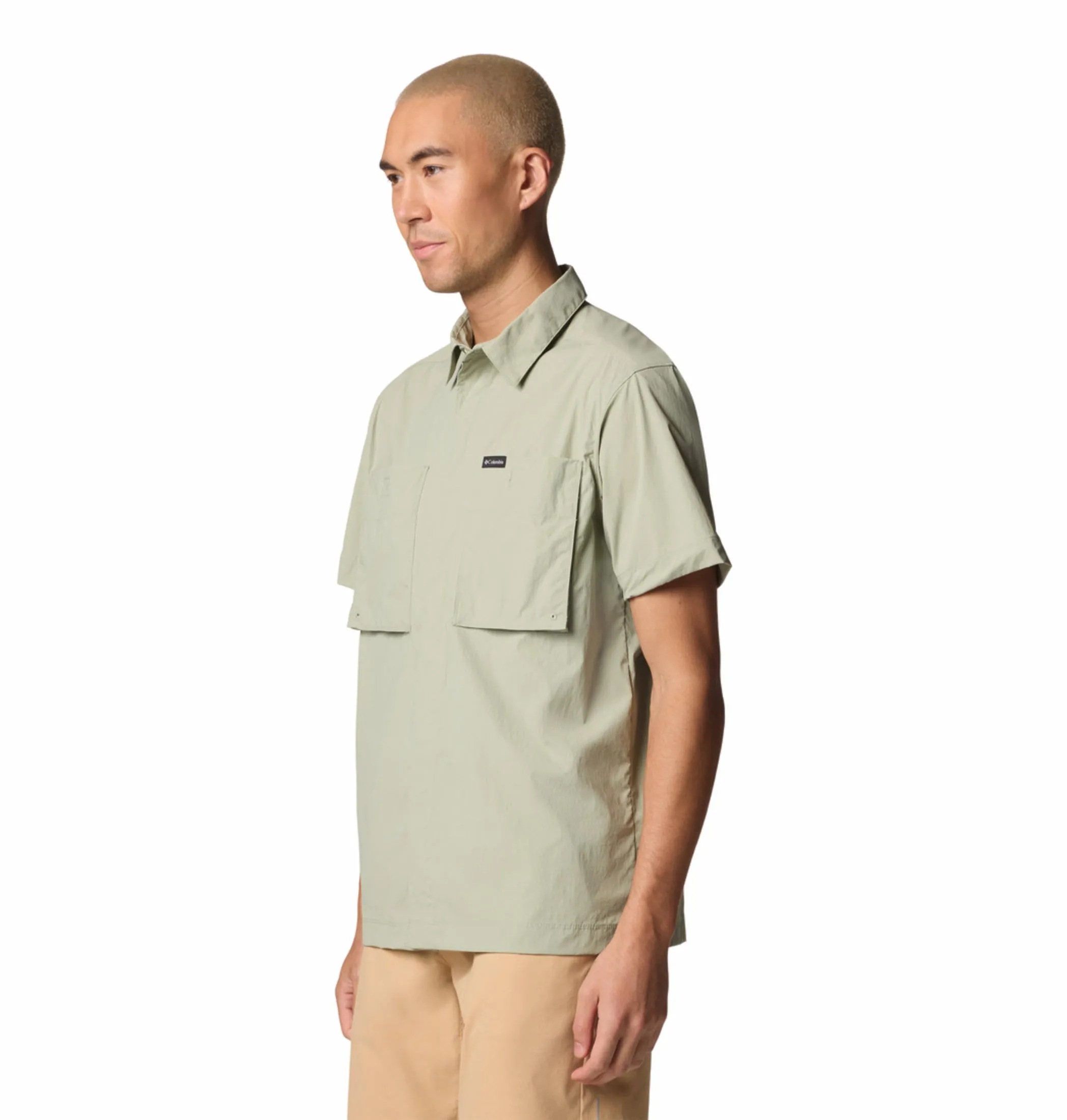 Columbia Men Green Omni-Freeze Black Mesa Utility Short Sleeve Shirt