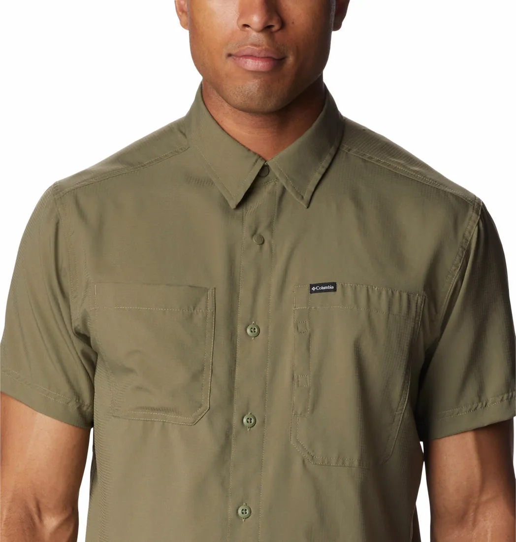 Columbia Men Green Omni-Shade Silver Ridge Utility Lite Short Sleeve Shirt