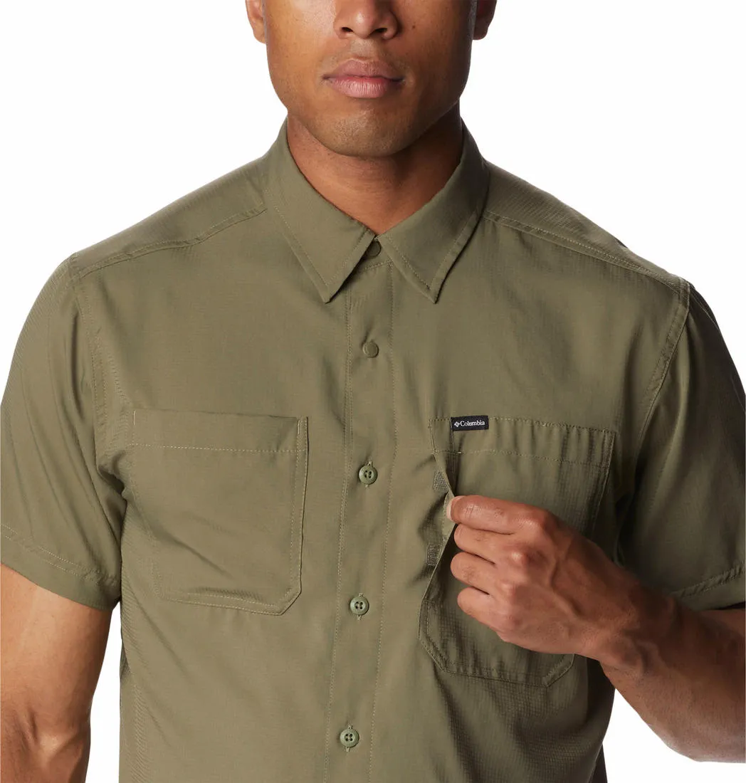 Columbia Men Green Omni-Shade Silver Ridge Utility Lite Short Sleeve Shirt