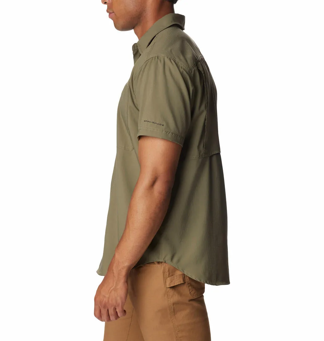 Columbia Men Green Omni-Shade Silver Ridge Utility Lite Short Sleeve Shirt