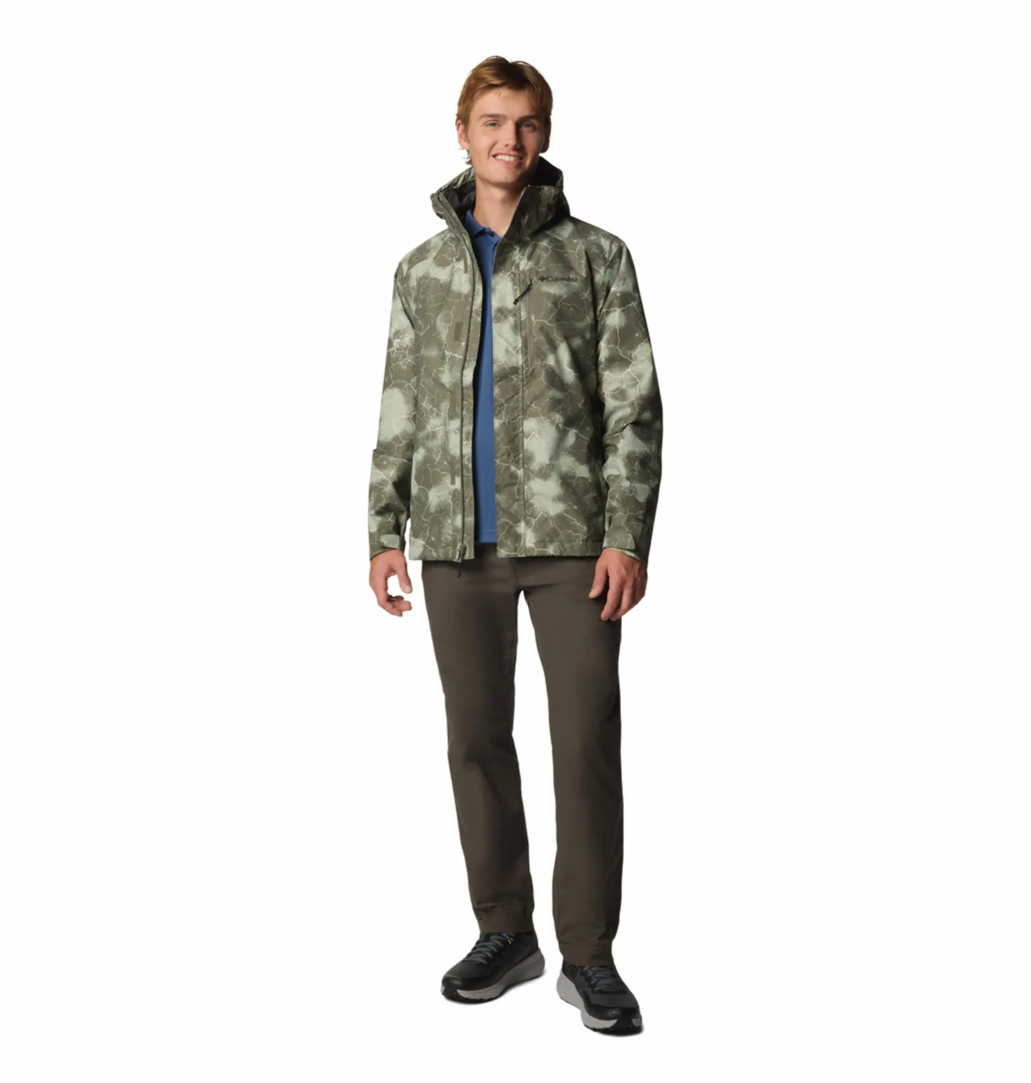 Columbia Men Green Omni-Tech Hikebound II Printed Waterproof Rain Jacket