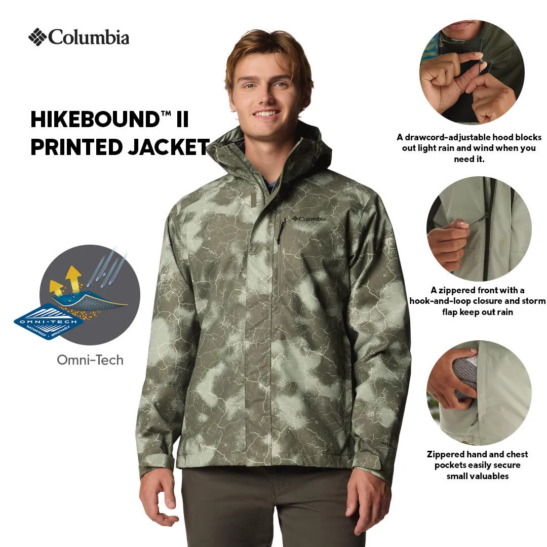 Columbia Men Green Omni-Tech Hikebound II Printed Waterproof Rain Jacket