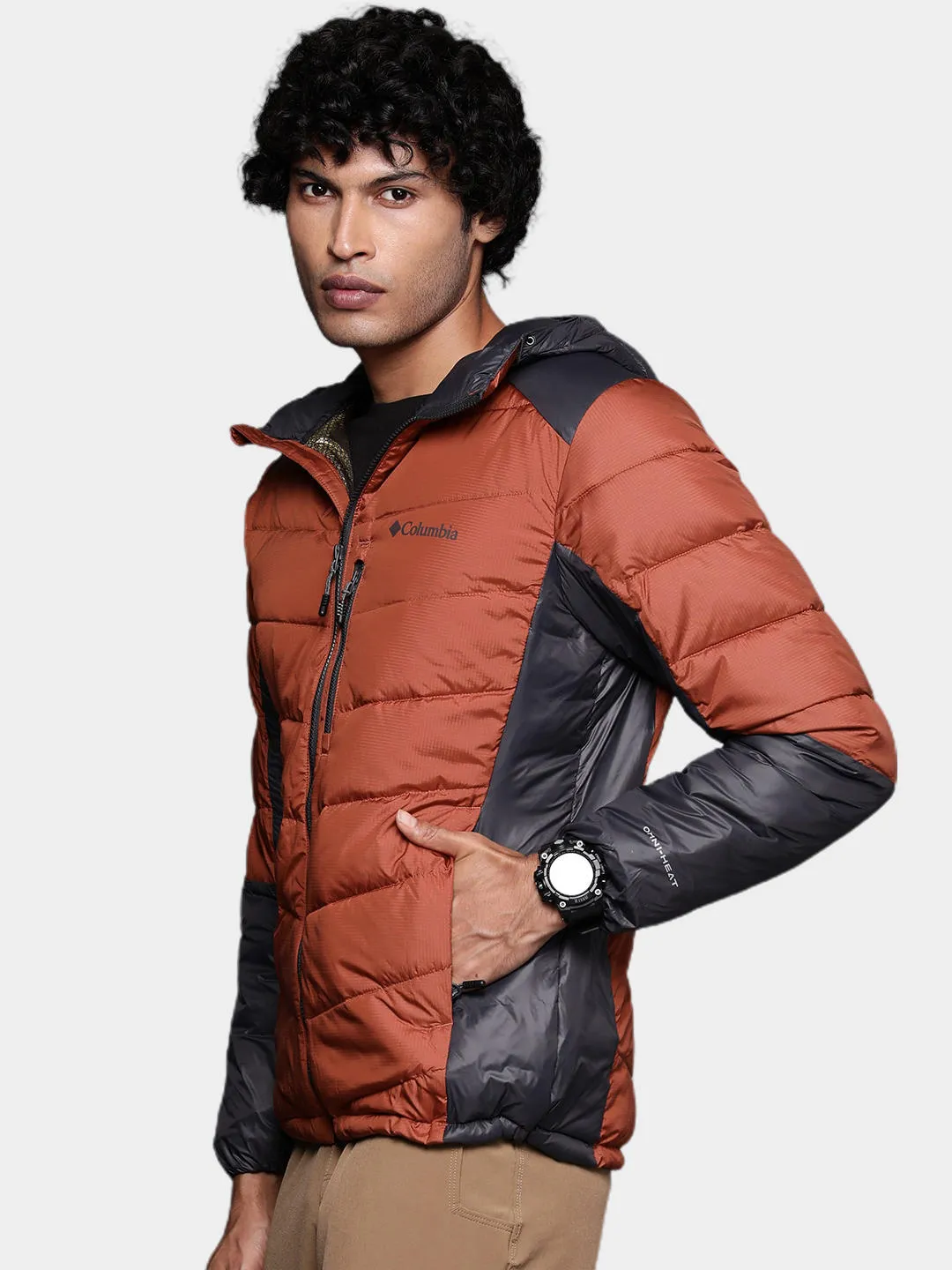 Columbia Men Orange Omni-Heat Infinity Labyrinth Loop Hooded Jacket