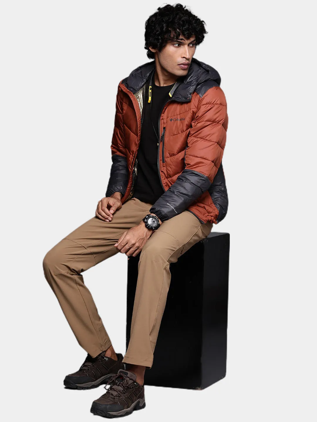 Columbia Men Orange Omni-Heat Infinity Labyrinth Loop Hooded Jacket
