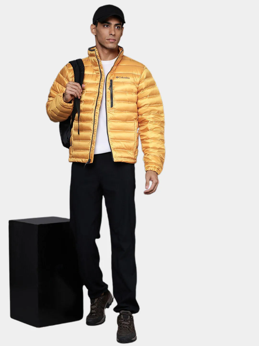 Columbia Men Yellow Omni-Heat Infinity Pebble Peak Down Jacket