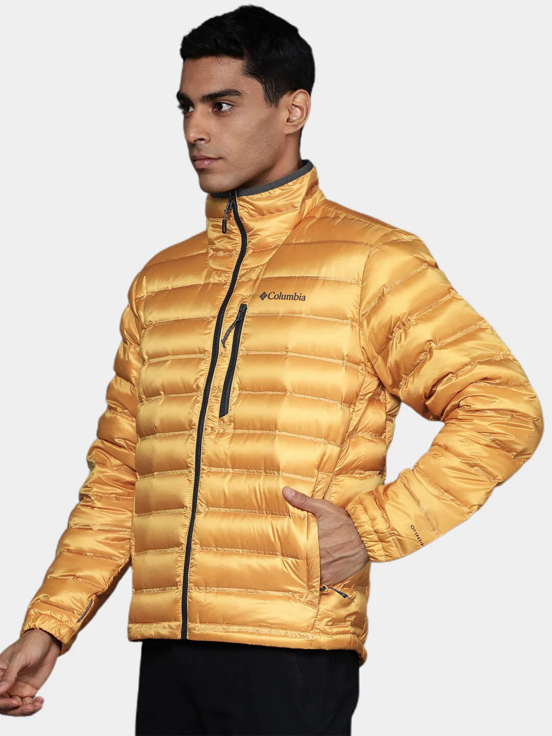 Columbia Men Yellow Omni-Heat Infinity Pebble Peak Down Jacket