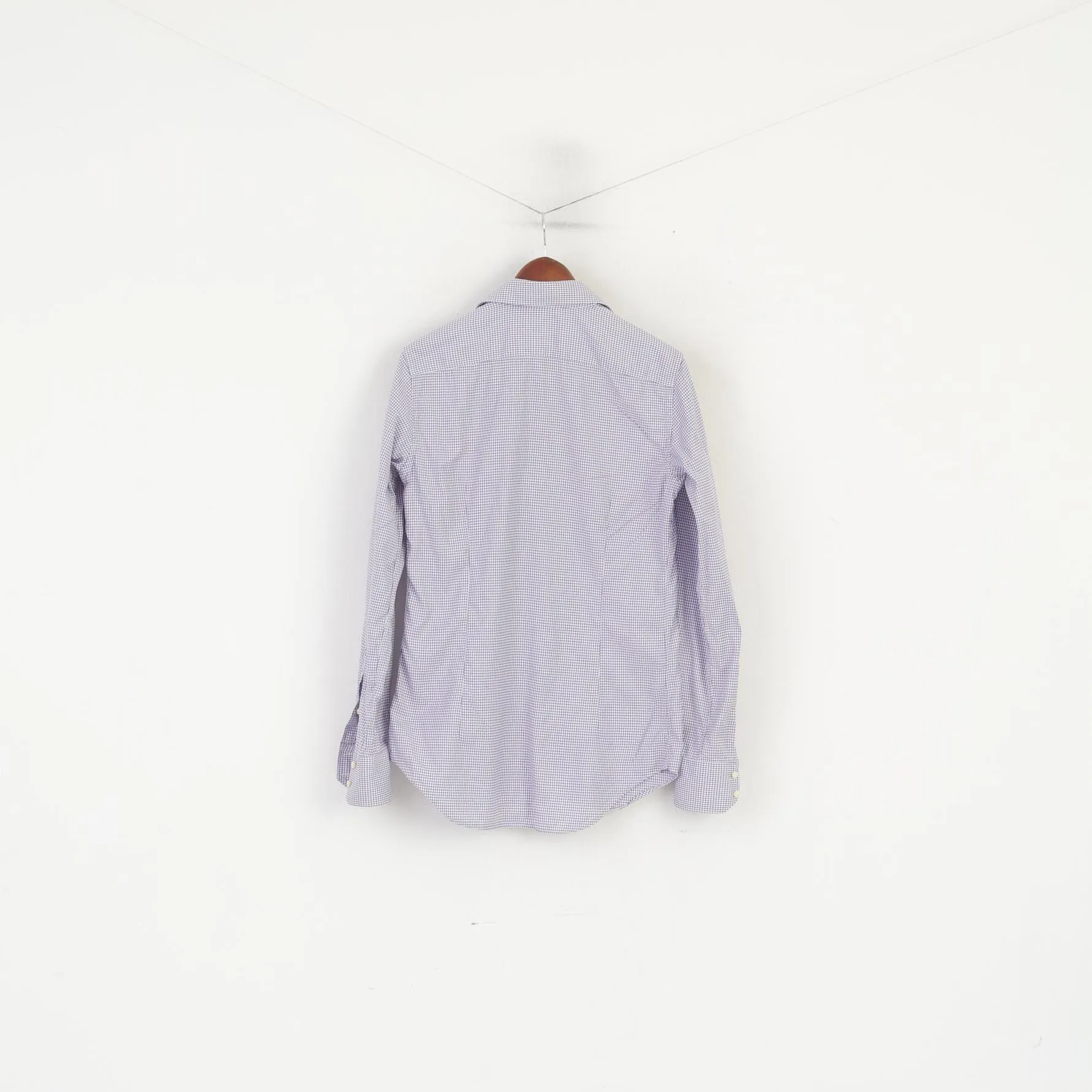 Corneliani Men 15 38 L Casual Shirt Purple Cotton Made in Italy Slim Fit Top