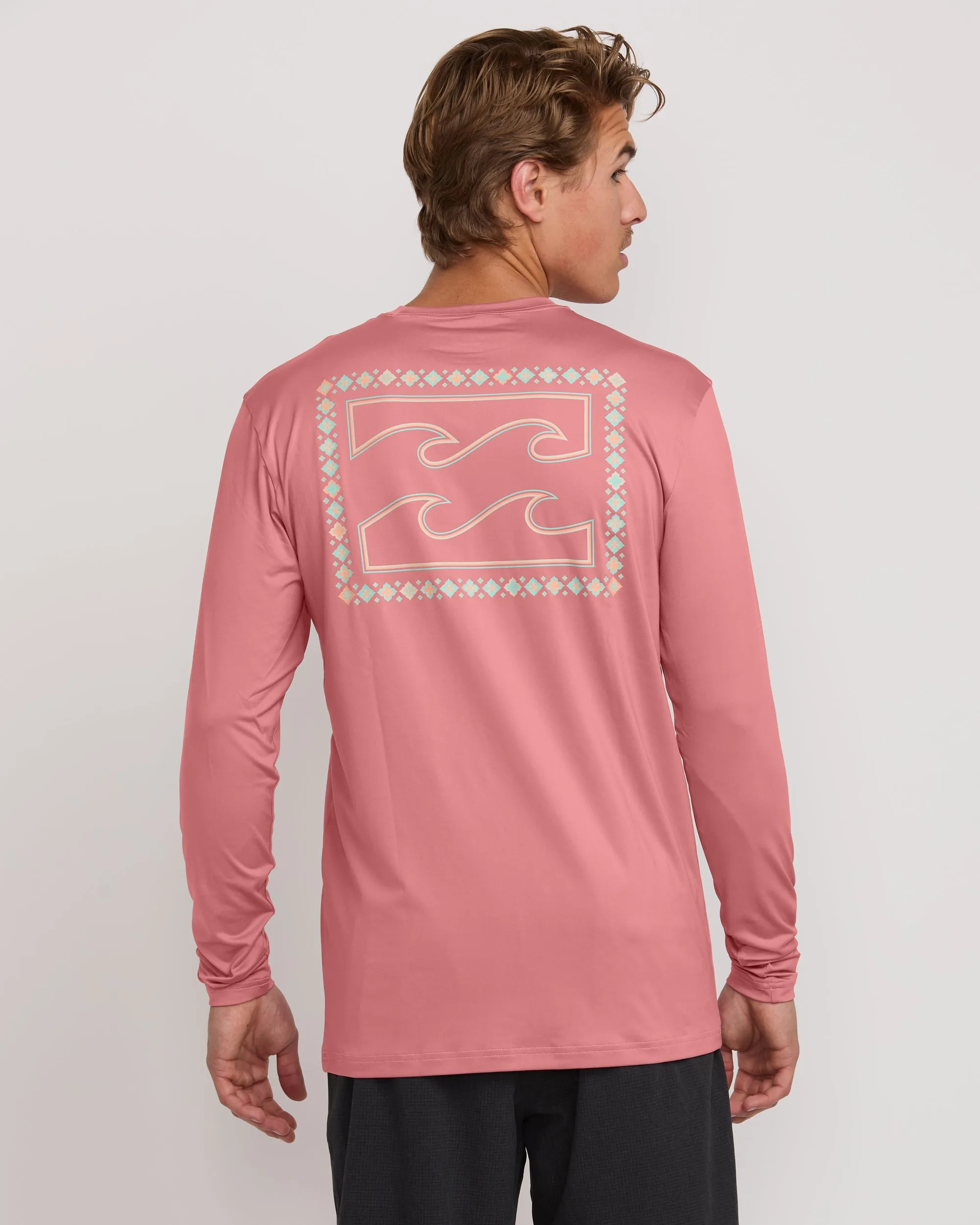 Crayon Wave Loose Fit Long Sleeve Surf Tee - Dusty Pink Billabong