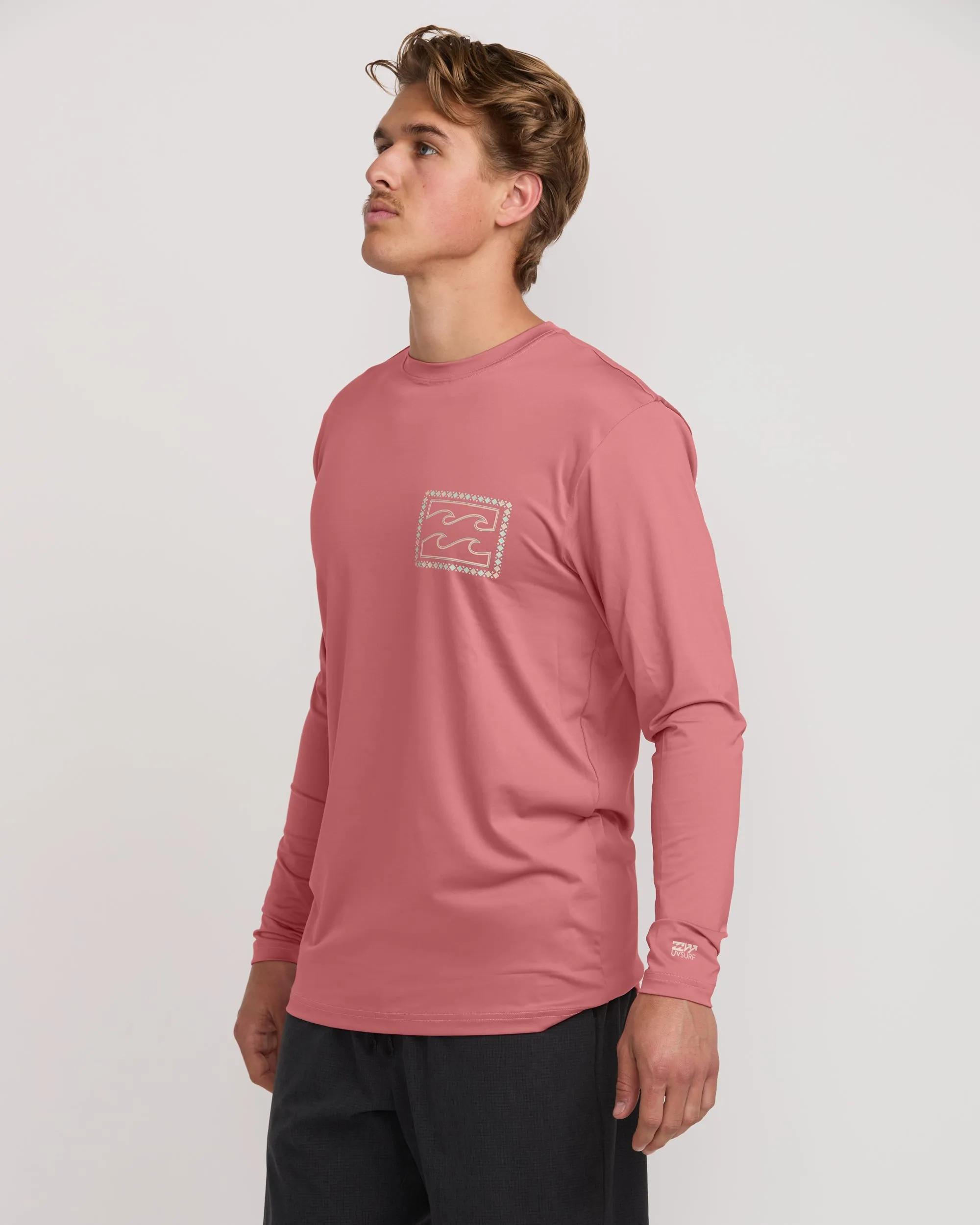 Crayon Wave Loose Fit Long Sleeve Surf Tee - Dusty Pink Billabong