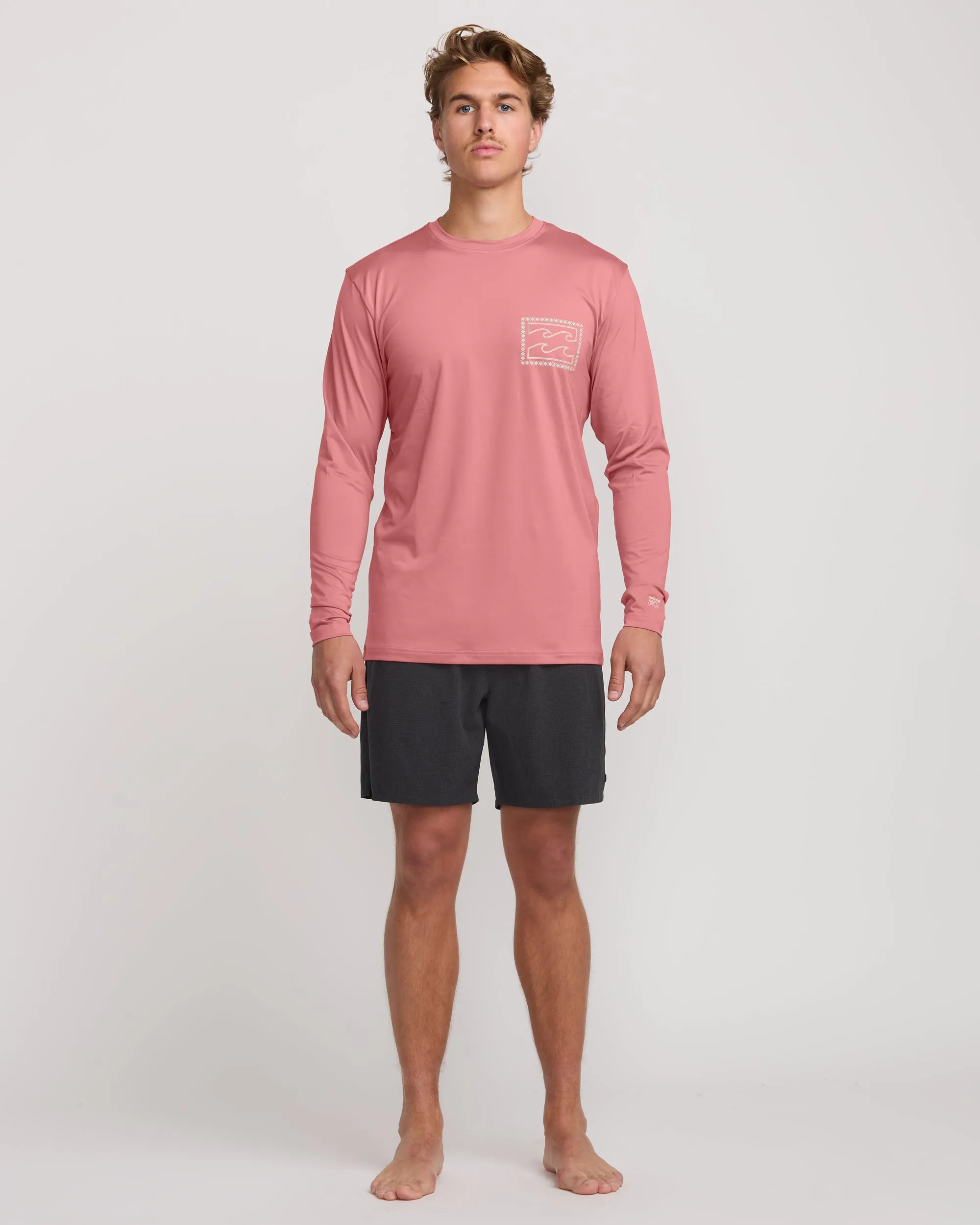 Crayon Wave Loose Fit Long Sleeve Surf Tee - Dusty Pink Billabong