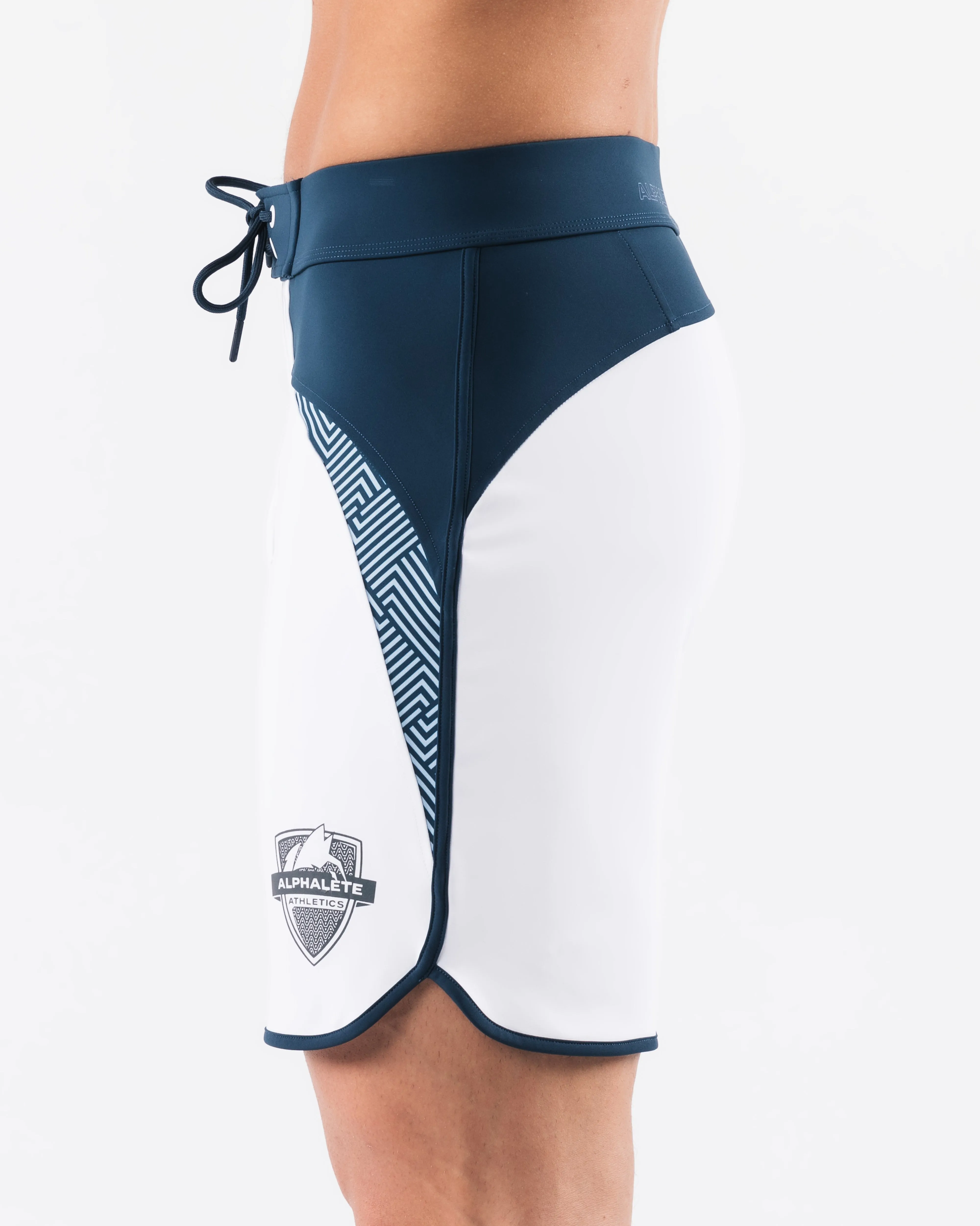 Crescent Boardshort - White Navy Alphalete Athletics