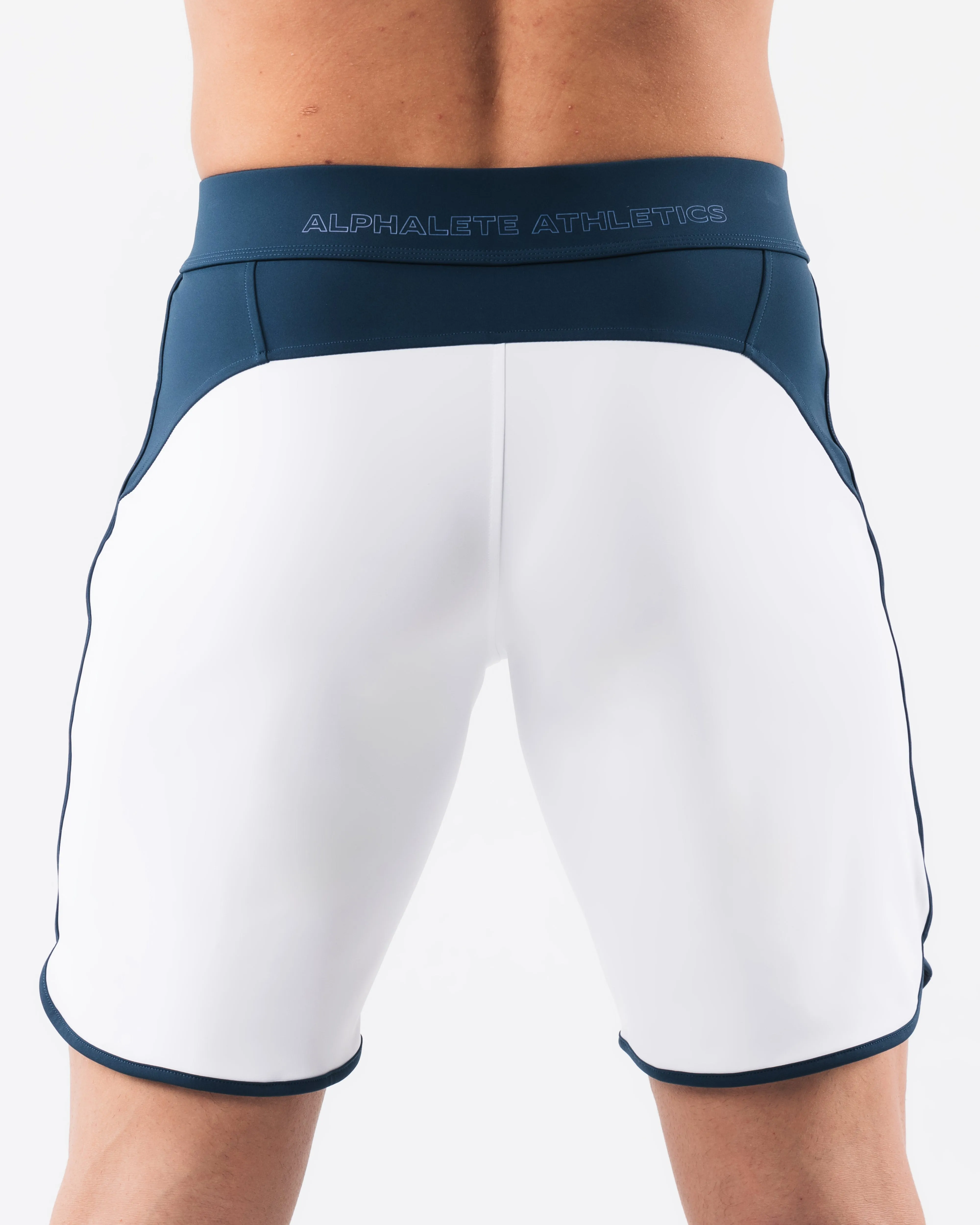 Crescent Boardshort - White Navy Alphalete Athletics