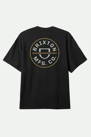 Crest II S/S Standard T-Shirt - Black/Off White/Copper Brixton