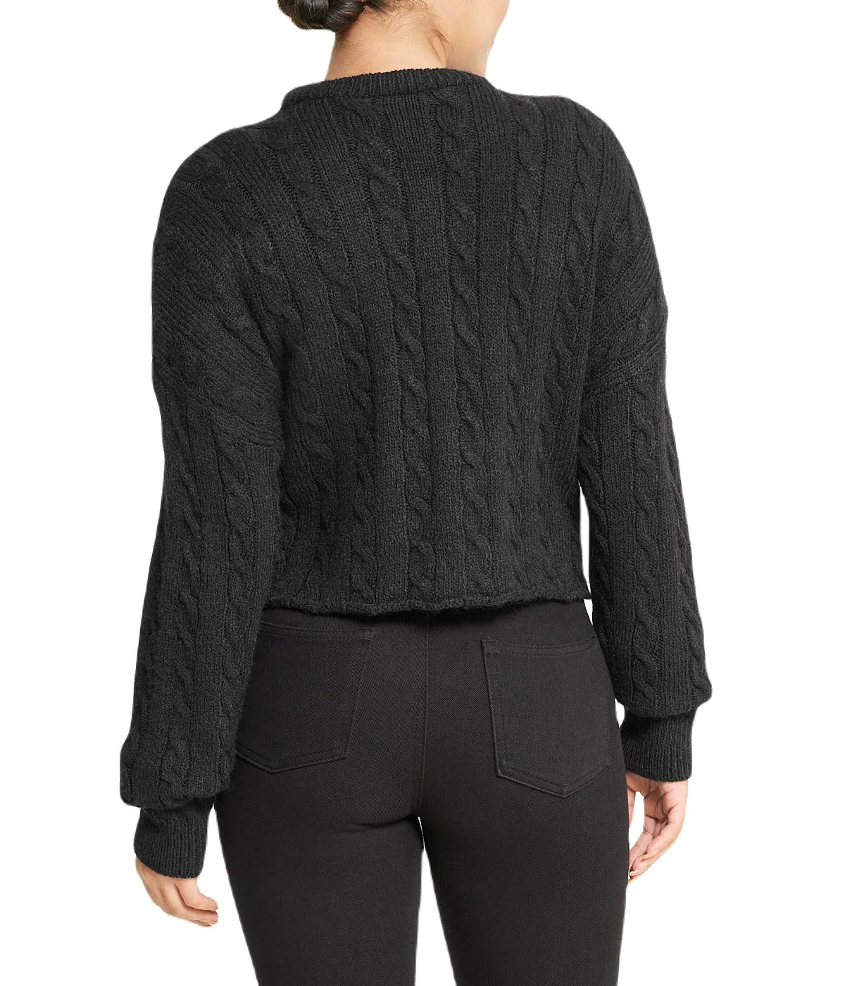 Cropped Boxy Cable Knit Sweater