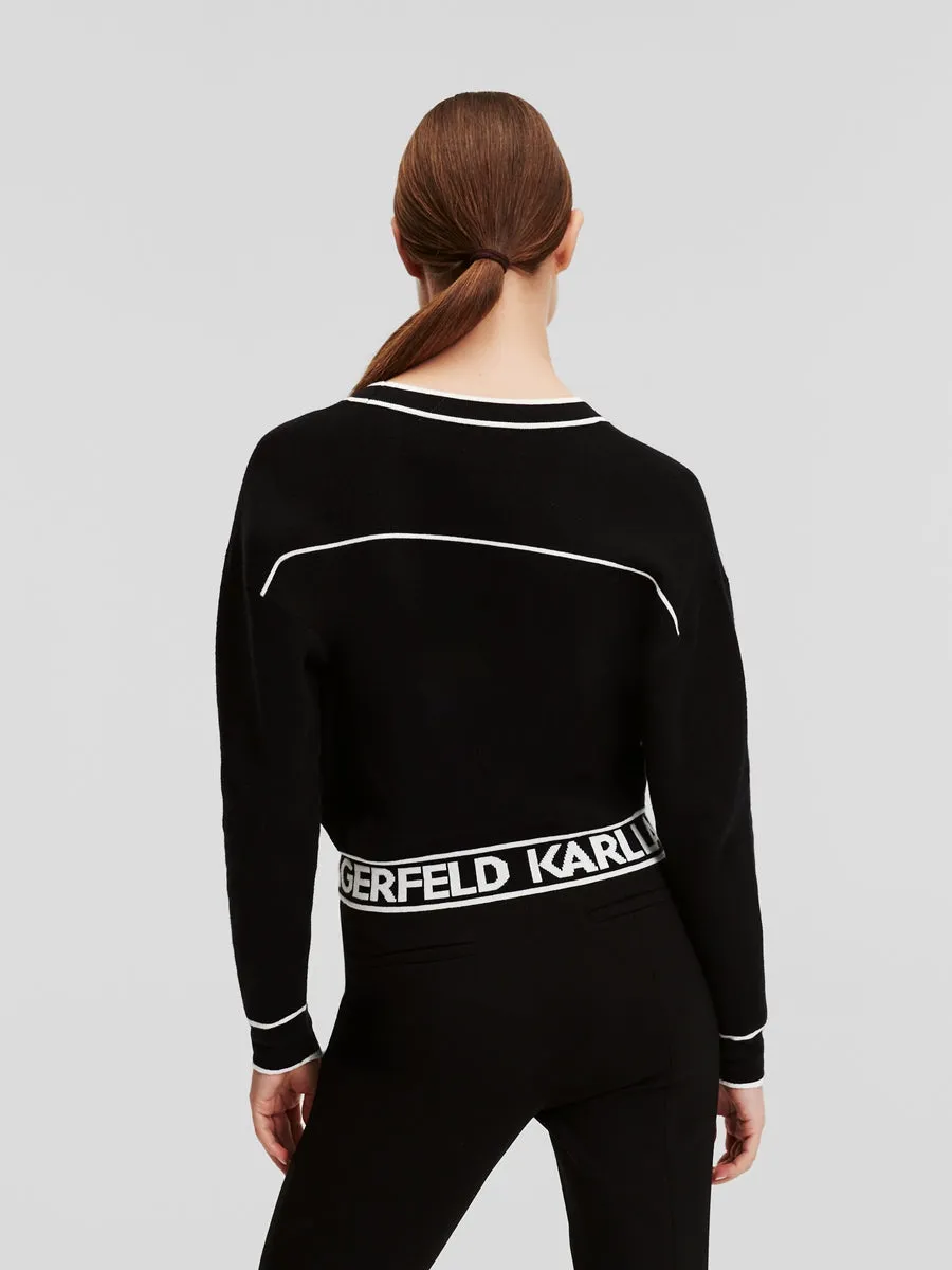 CROPPED KARL LOGO CARDIGAN