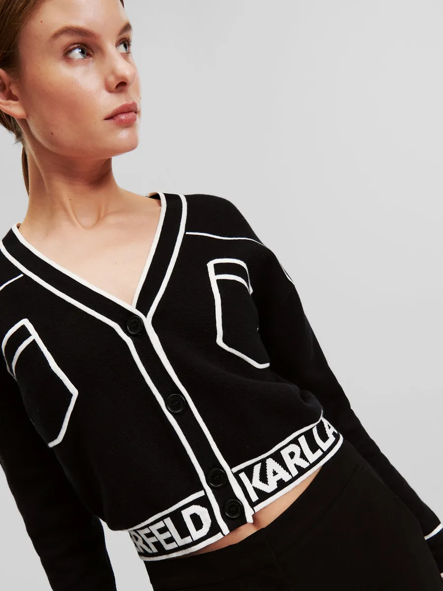 CROPPED KARL LOGO CARDIGAN
