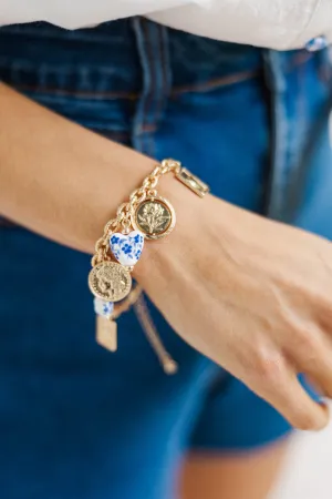 Cross My Heart Blue Charm Bracelet