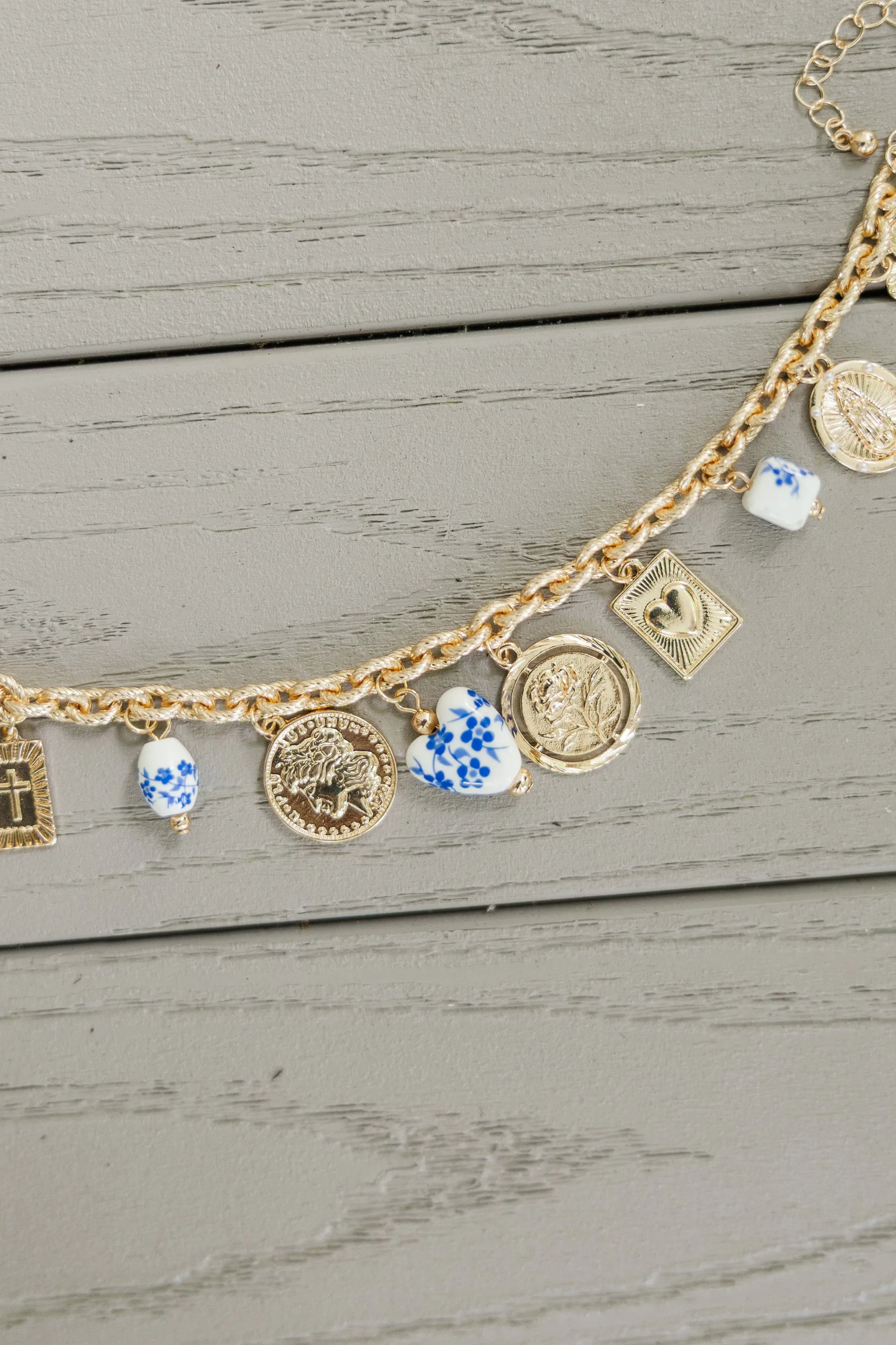 Cross My Heart Blue Charm Bracelet