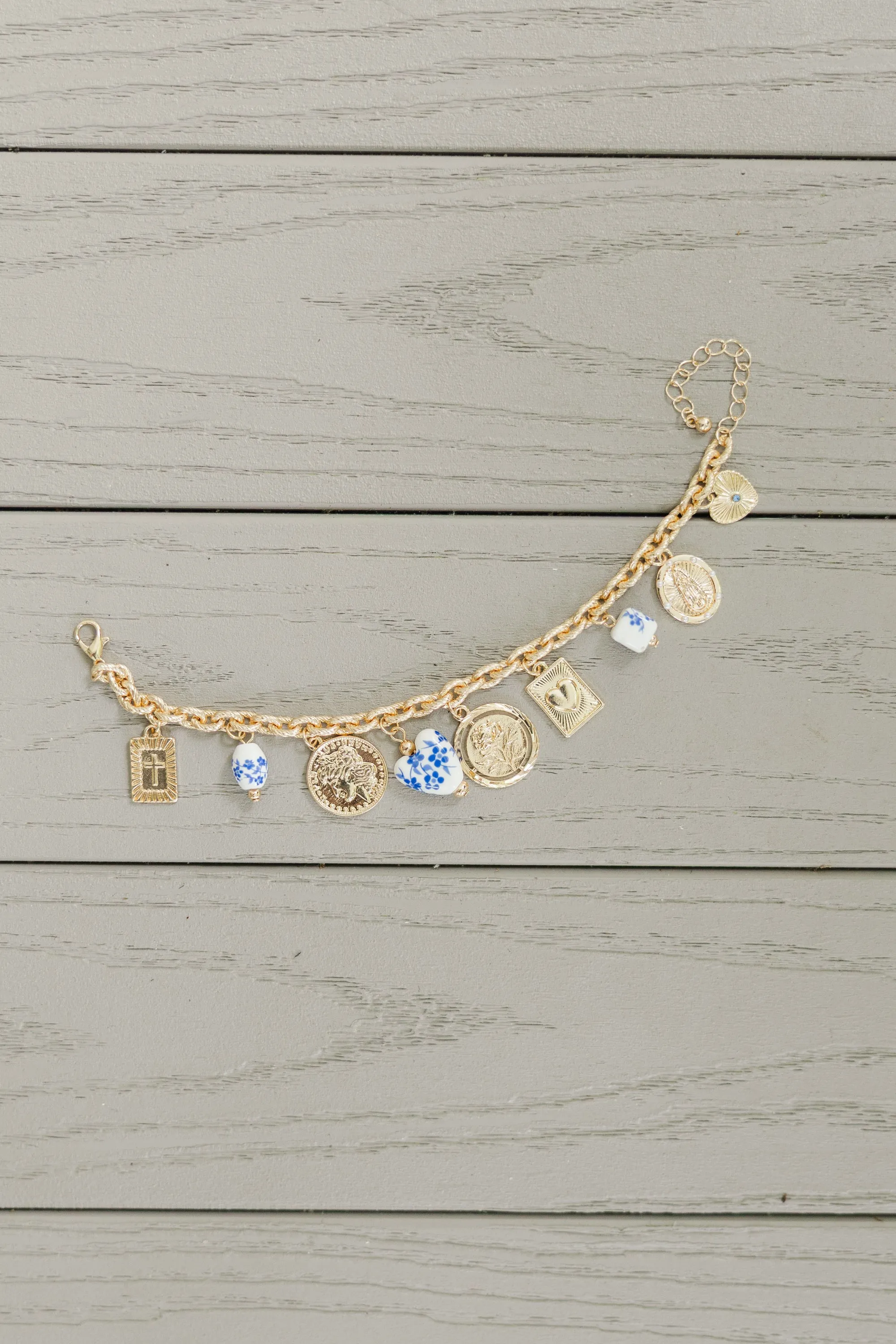 Cross My Heart Blue Charm Bracelet