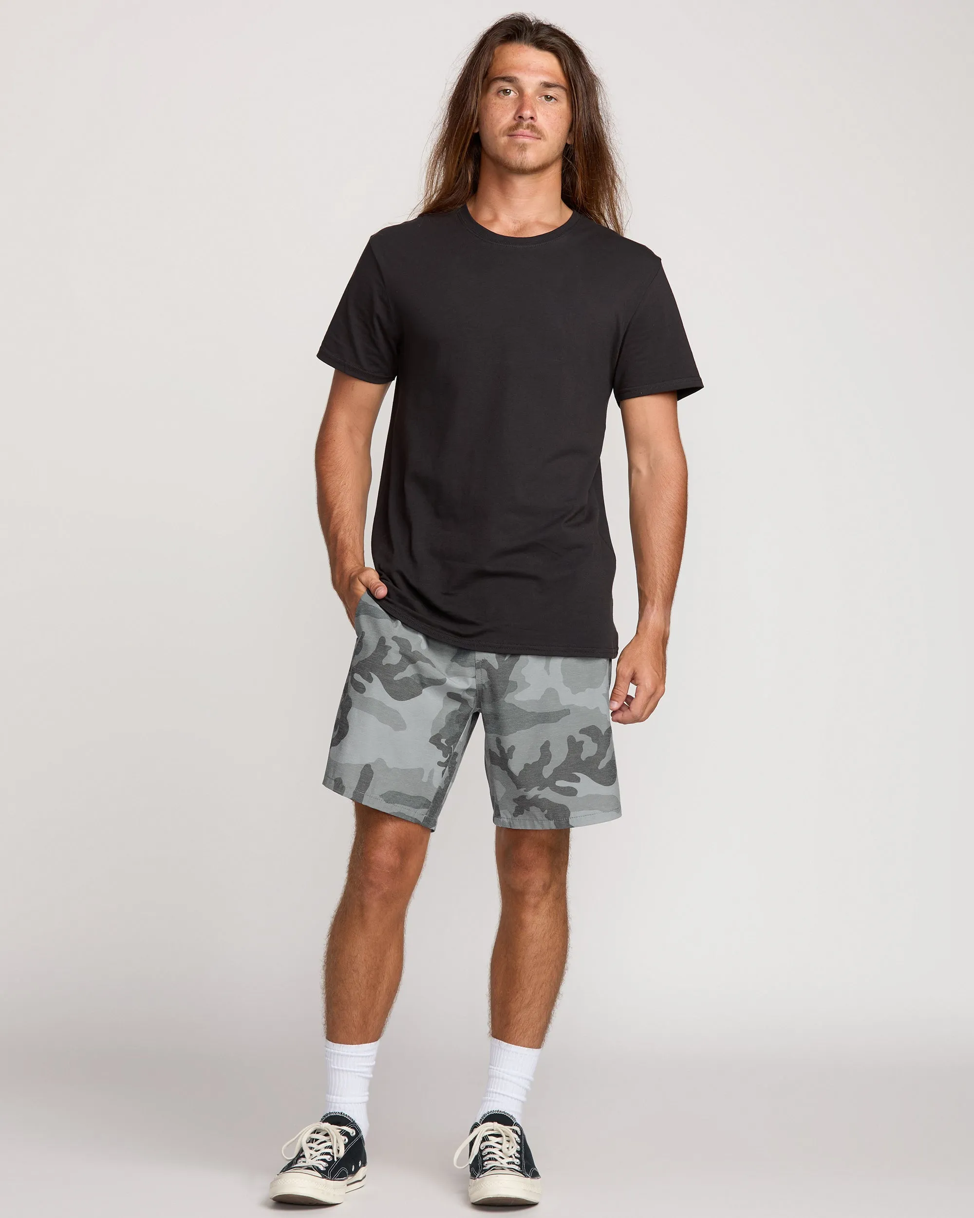 Crossfire Elastic Submersible 18" Hybrid Shorts - Black Camo Billabong
