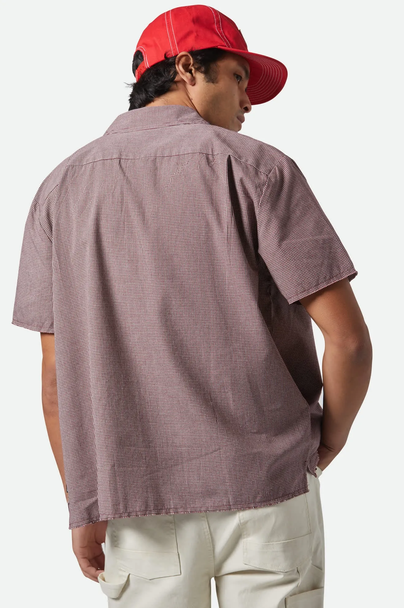 CRU Micro Plaid Relaxed S/S Shirt - Cordovan Red Micro Plaid Brixton