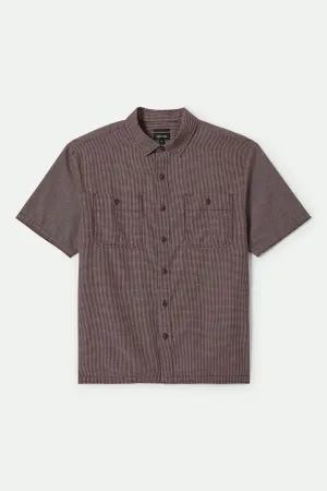 CRU Micro Plaid Relaxed S/S Shirt - Cordovan Red Micro Plaid Brixton