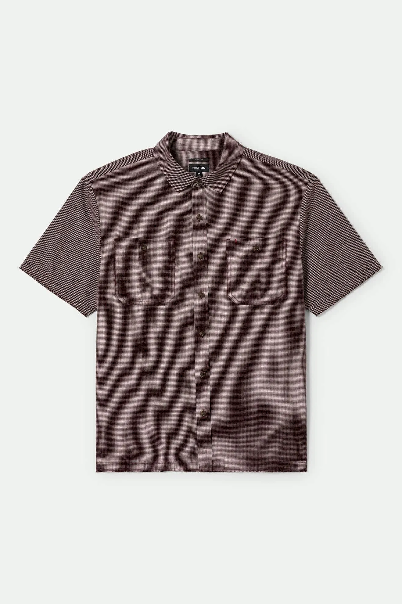 CRU Micro Plaid Relaxed S/S Shirt - Cordovan Red Micro Plaid Brixton