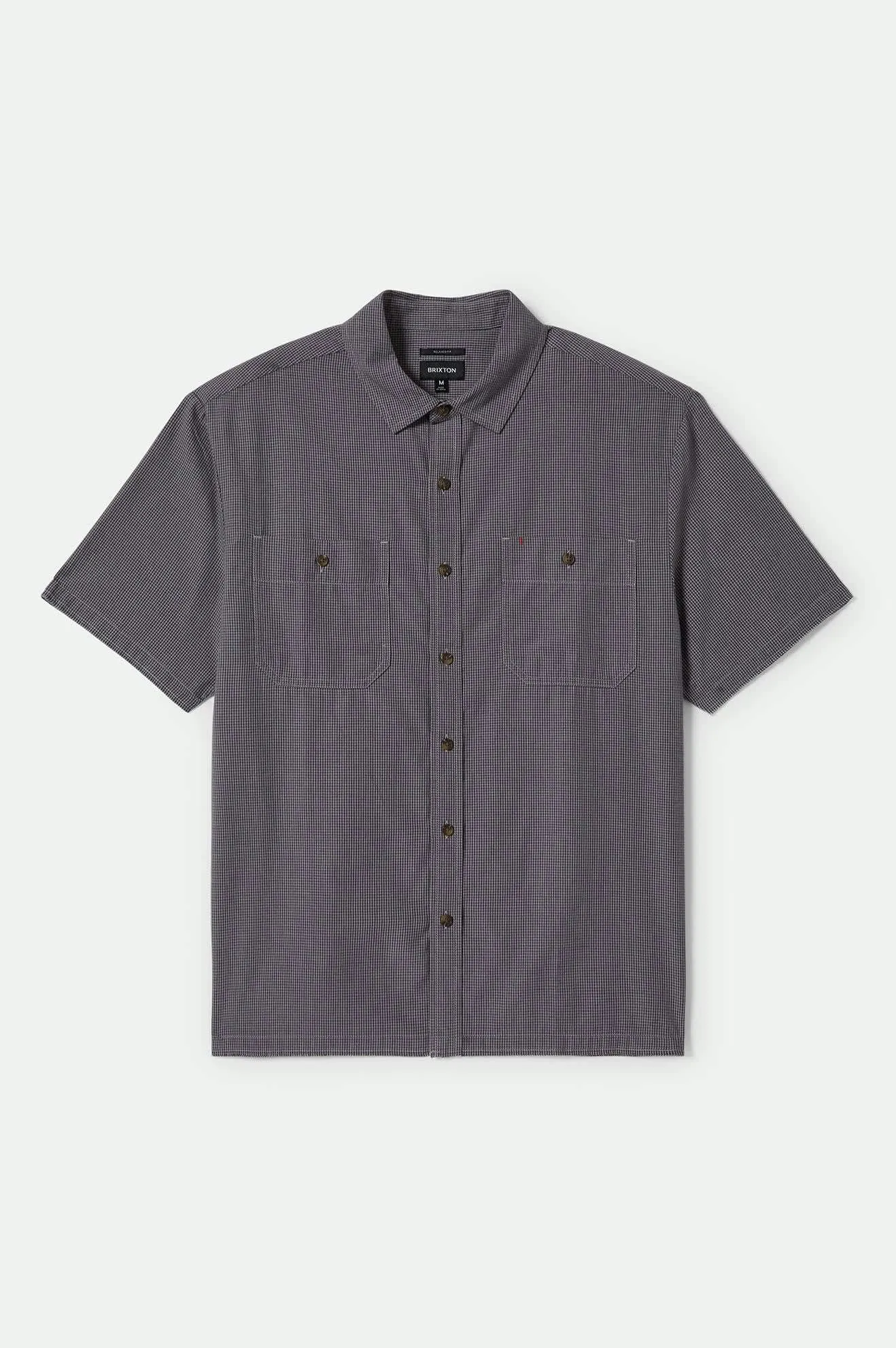 CRU Micro Plaid Relaxed S/S Shirt - Washed Navy Micro Plaid Brixton