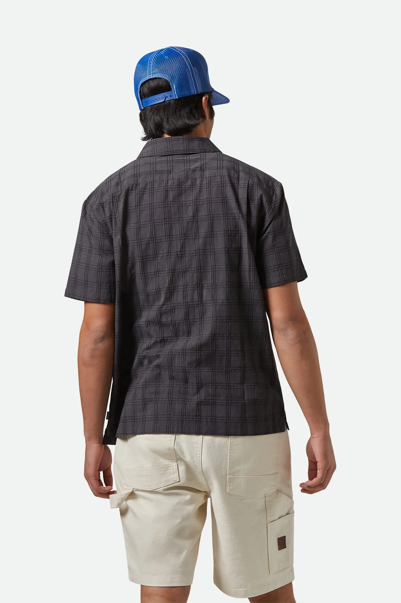 CRU Oxford Plaid Relaxed S/S Shirt - Charcoal/Black Plaid Brixton
