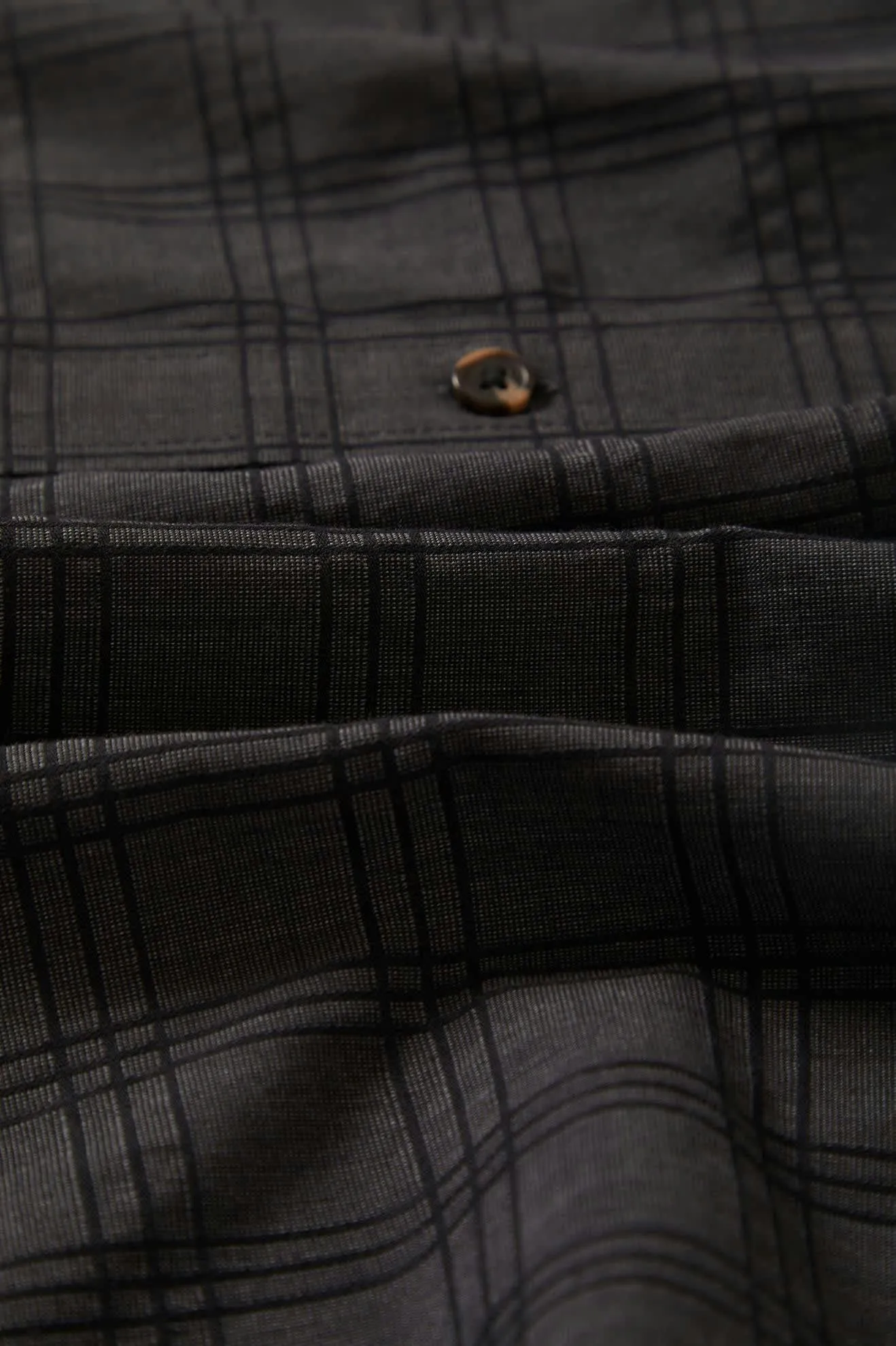 CRU Oxford Plaid Relaxed S/S Shirt - Charcoal/Black Plaid Brixton