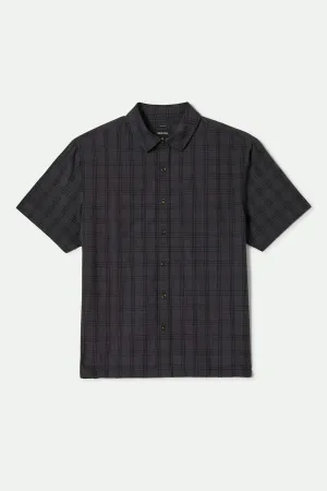 CRU Oxford Plaid Relaxed S/S Shirt - Charcoal/Black Plaid Brixton