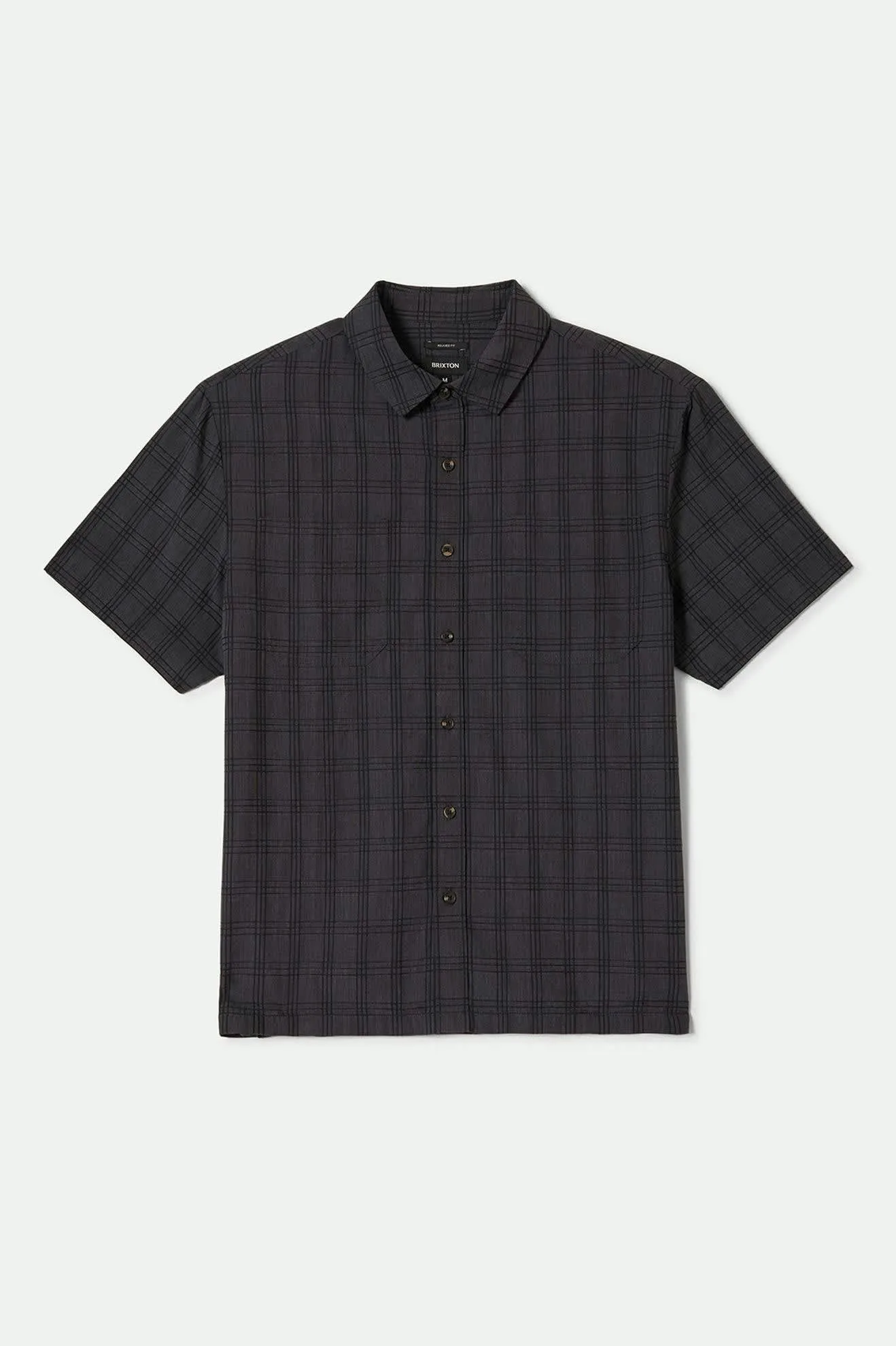 CRU Oxford Plaid Relaxed S/S Shirt - Charcoal/Black Plaid Brixton