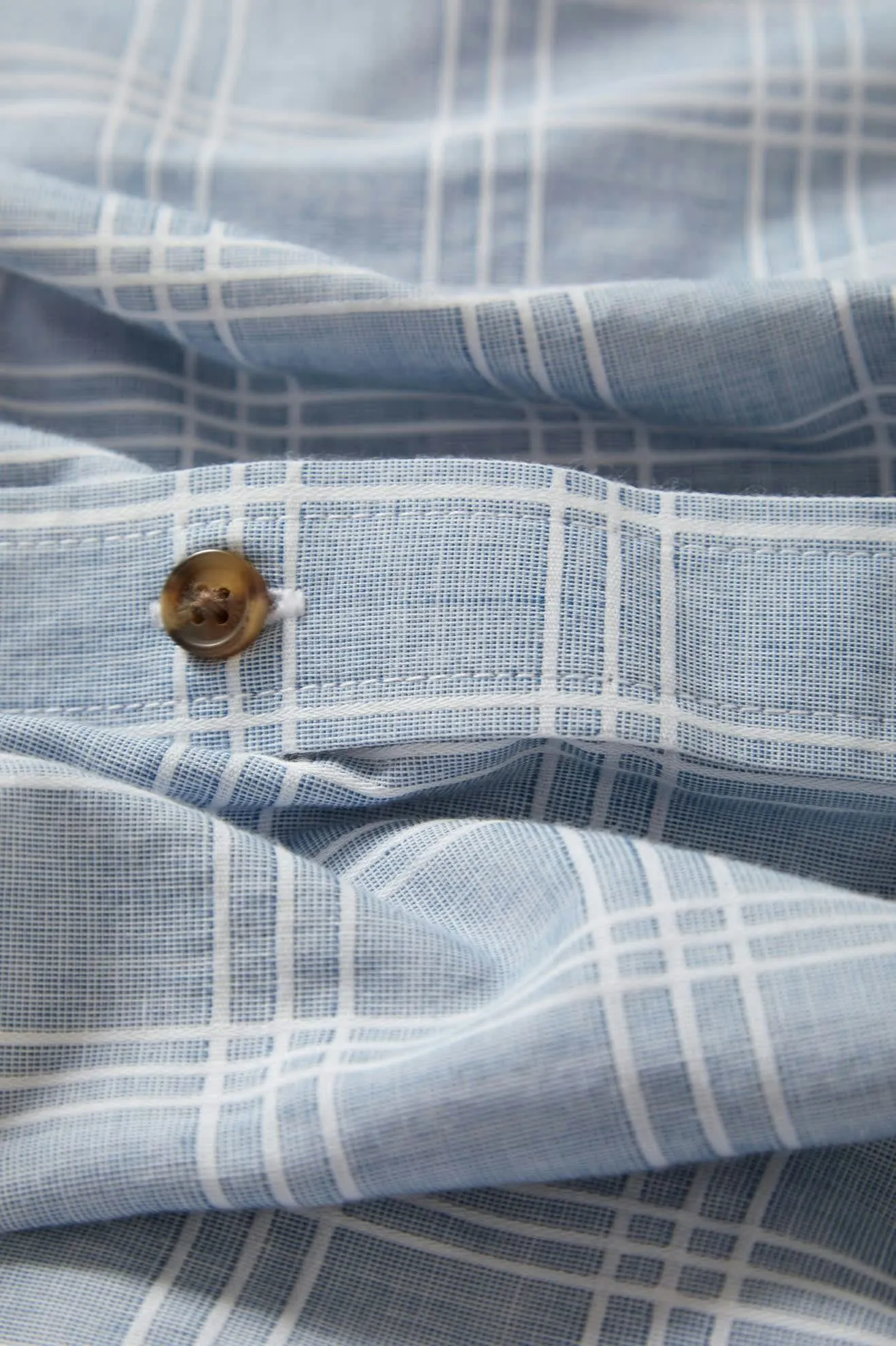 CRU Oxford Plaid Relaxed S/S Shirt - Light Blue/White Plaid Brixton