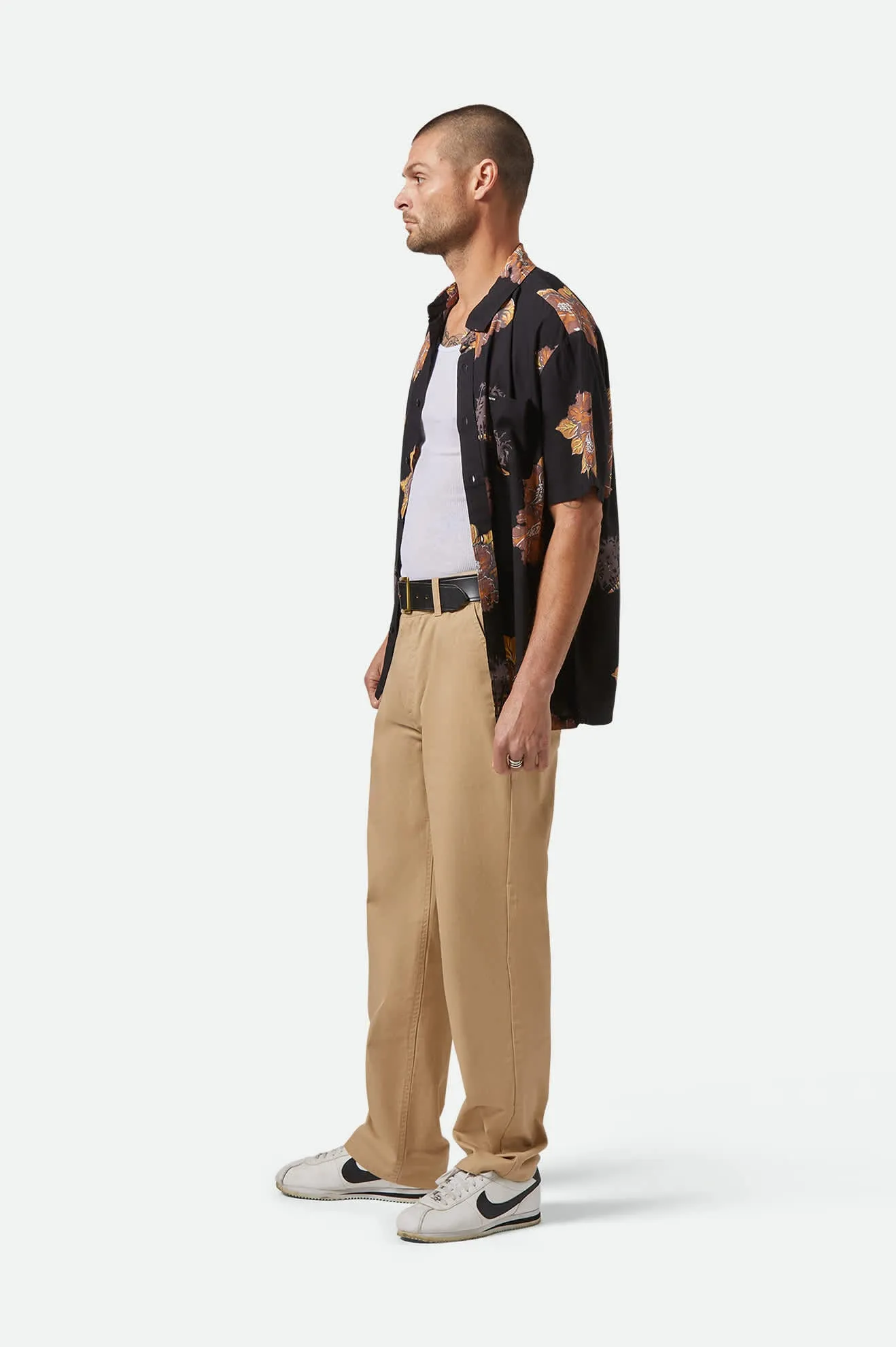 CRU Print Relaxed S/S Shirt - Washed Black/Charcoal Floral Brixton