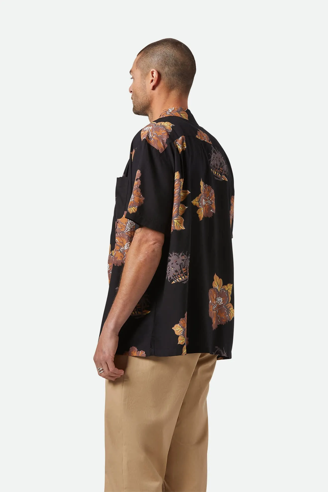 CRU Print Relaxed S/S Shirt - Washed Black/Charcoal Floral Brixton