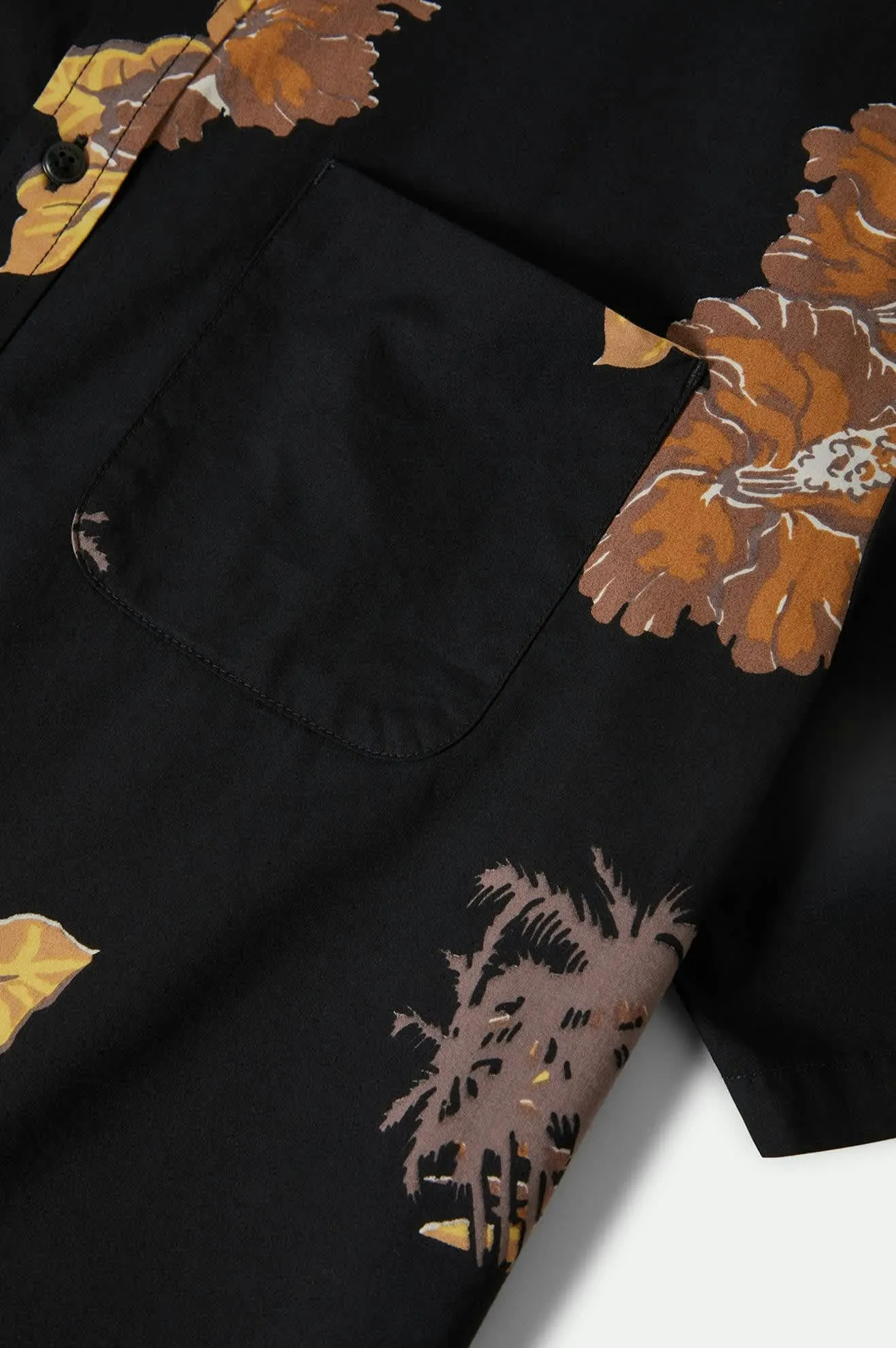 CRU Print Relaxed S/S Shirt - Washed Black/Charcoal Floral Brixton
