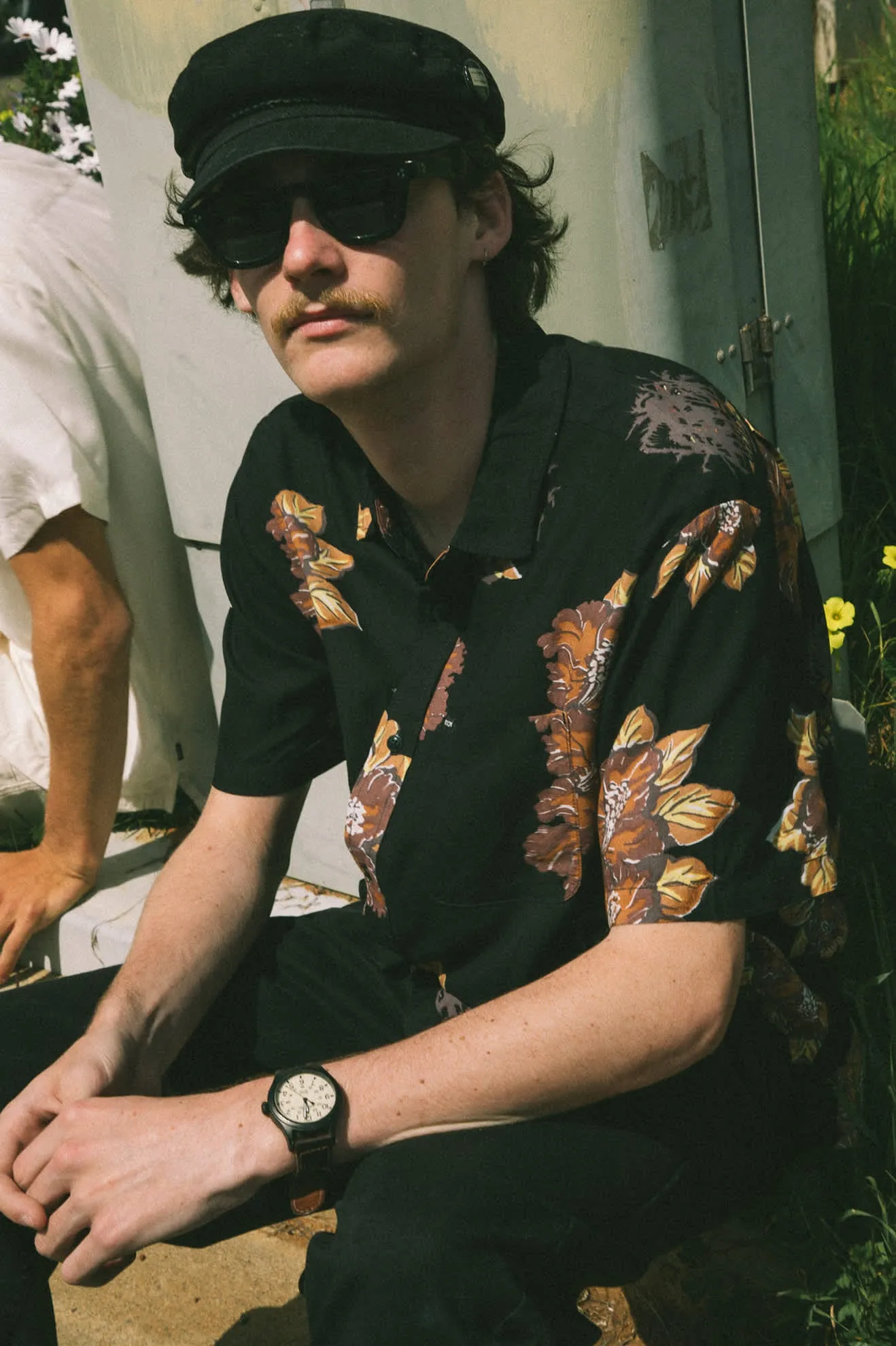 CRU Print Relaxed S/S Shirt - Washed Black/Charcoal Floral Brixton