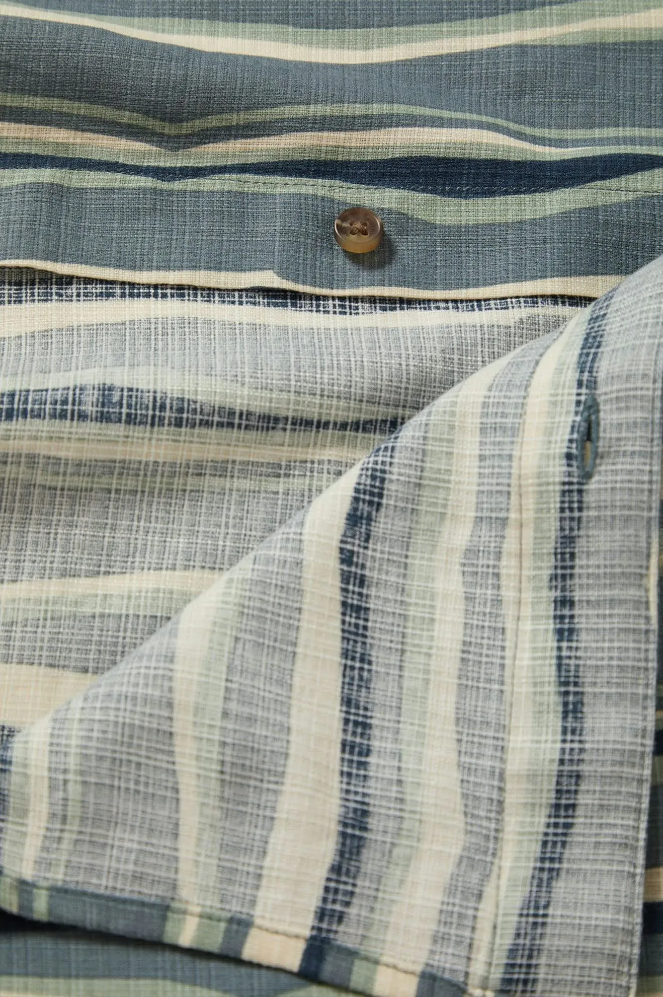 CRU Slub Relaxed S/S Shirt - Basalt Blue/Painterly Stripe Brixton