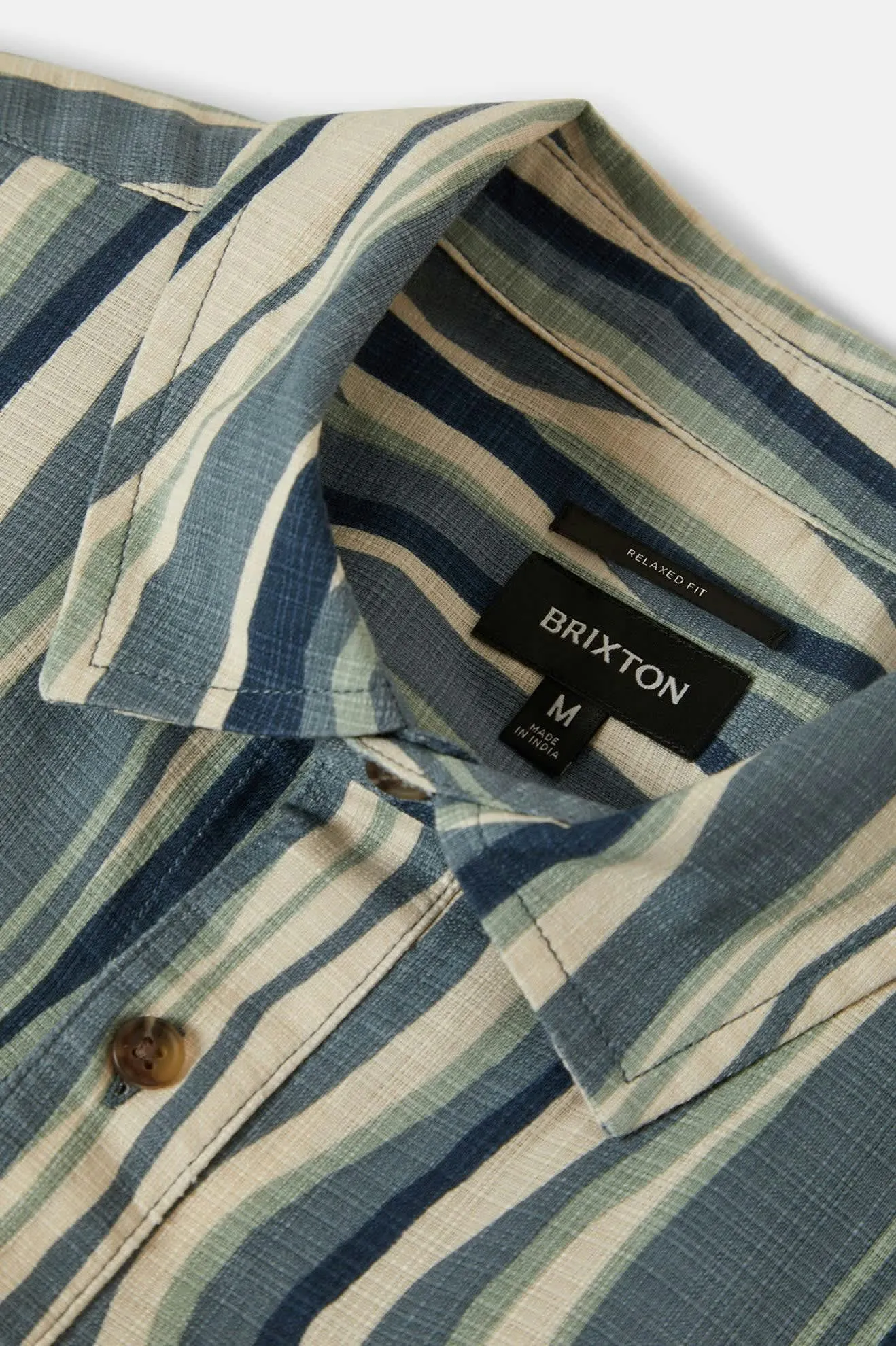 CRU Slub Relaxed S/S Shirt - Basalt Blue/Painterly Stripe Brixton