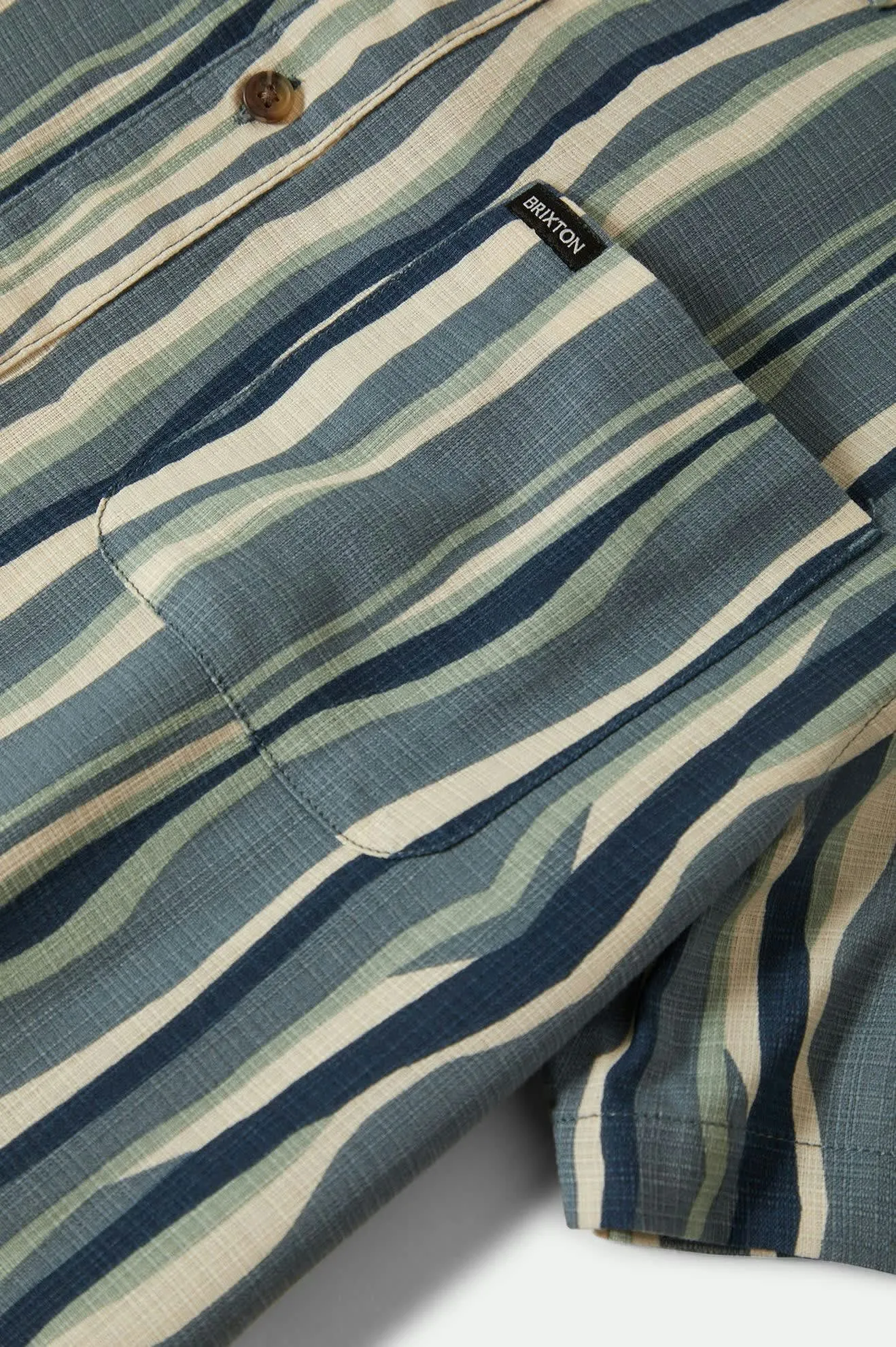 CRU Slub Relaxed S/S Shirt - Basalt Blue/Painterly Stripe Brixton