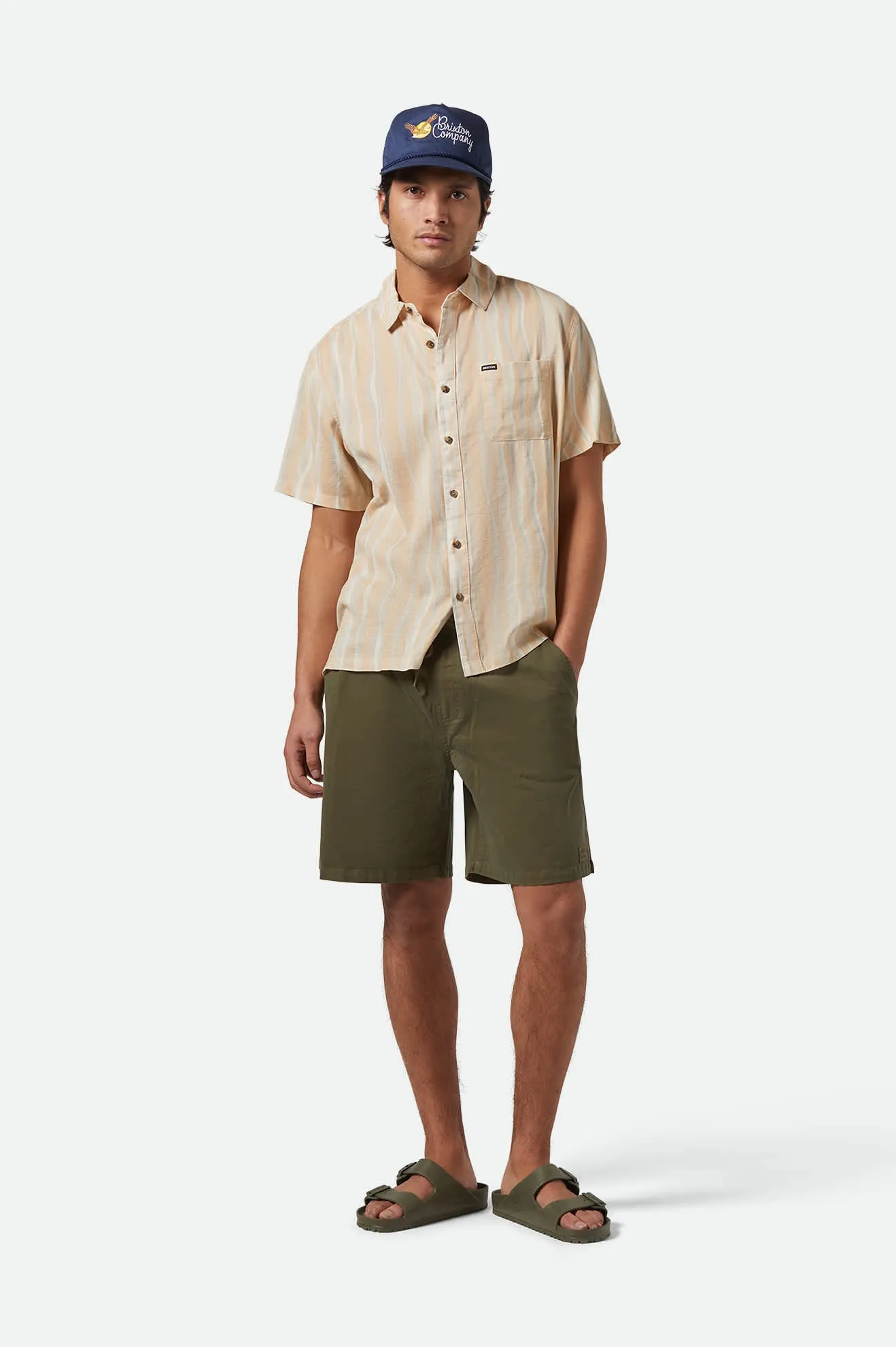 CRU Slub Relaxed S/S Shirt - Hazelnut/Painterly Stripe Brixton