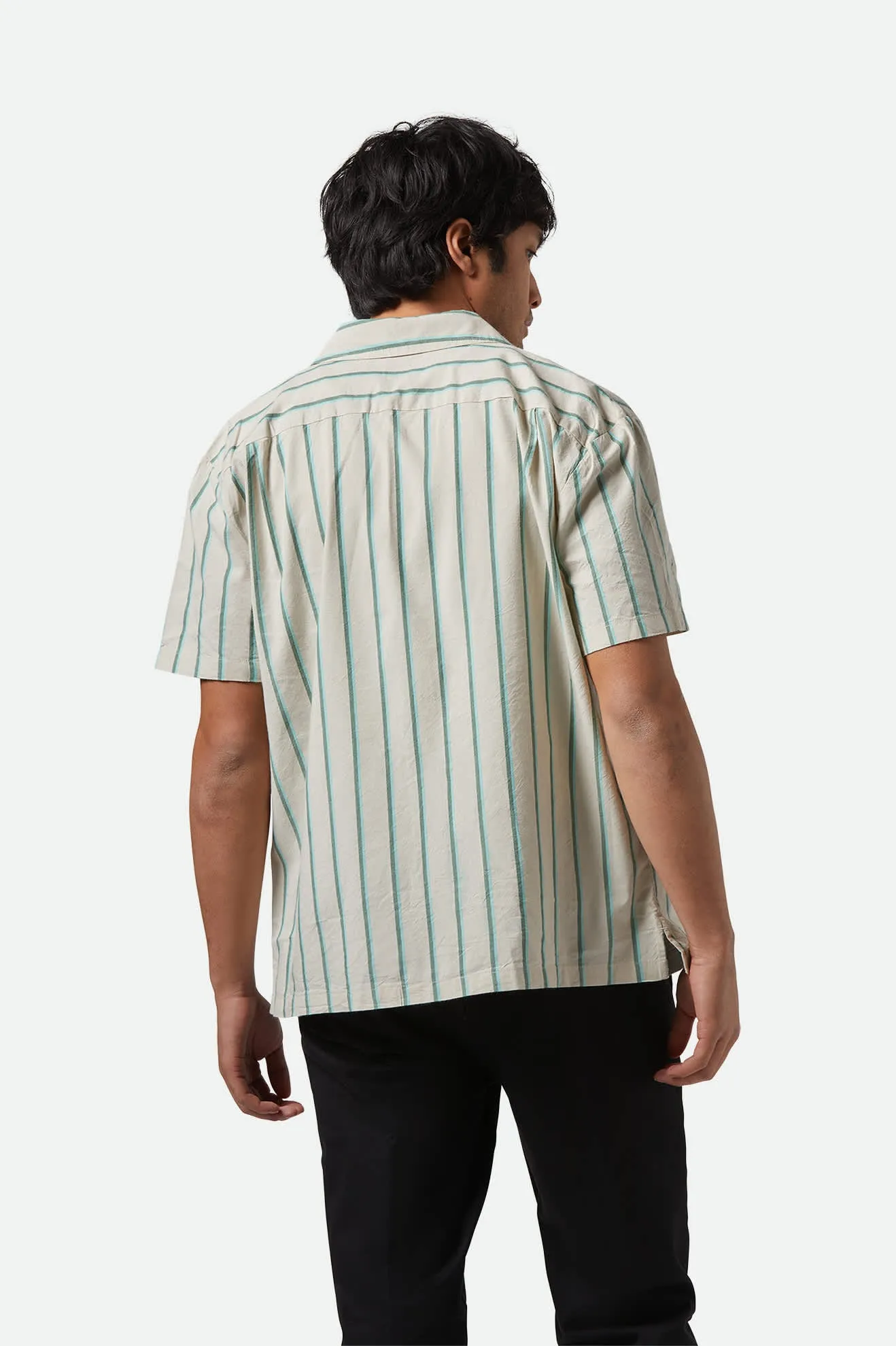 CRU Stripe Relaxed S/S Shirt - Beige/Pine Needle/Aquatic Green Brixton