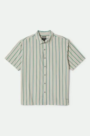 CRU Stripe Relaxed S/S Shirt - Beige/Pine Needle/Aquatic Green Brixton