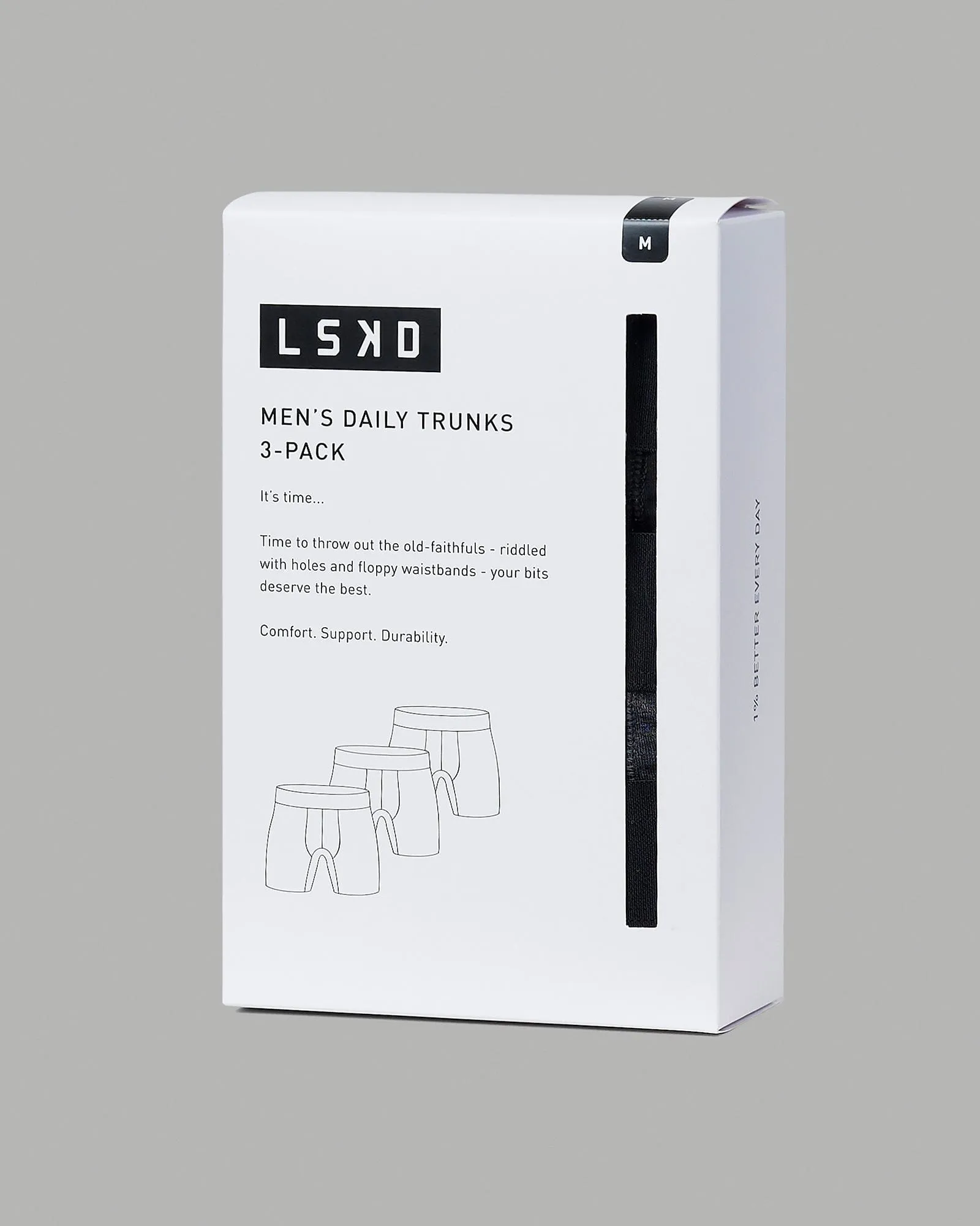 Daily Trunks 3-Pack - Black-Black/Dark Grey Marl-Black/Lt Grey Marl-Black