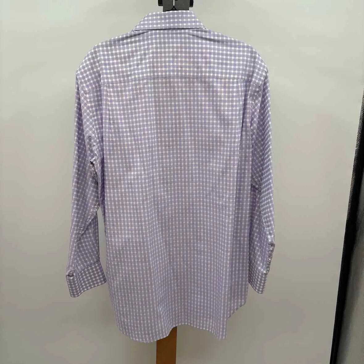 David Donahue Men's Size L Purple Cotton Checkered Long Sleeve Shirt