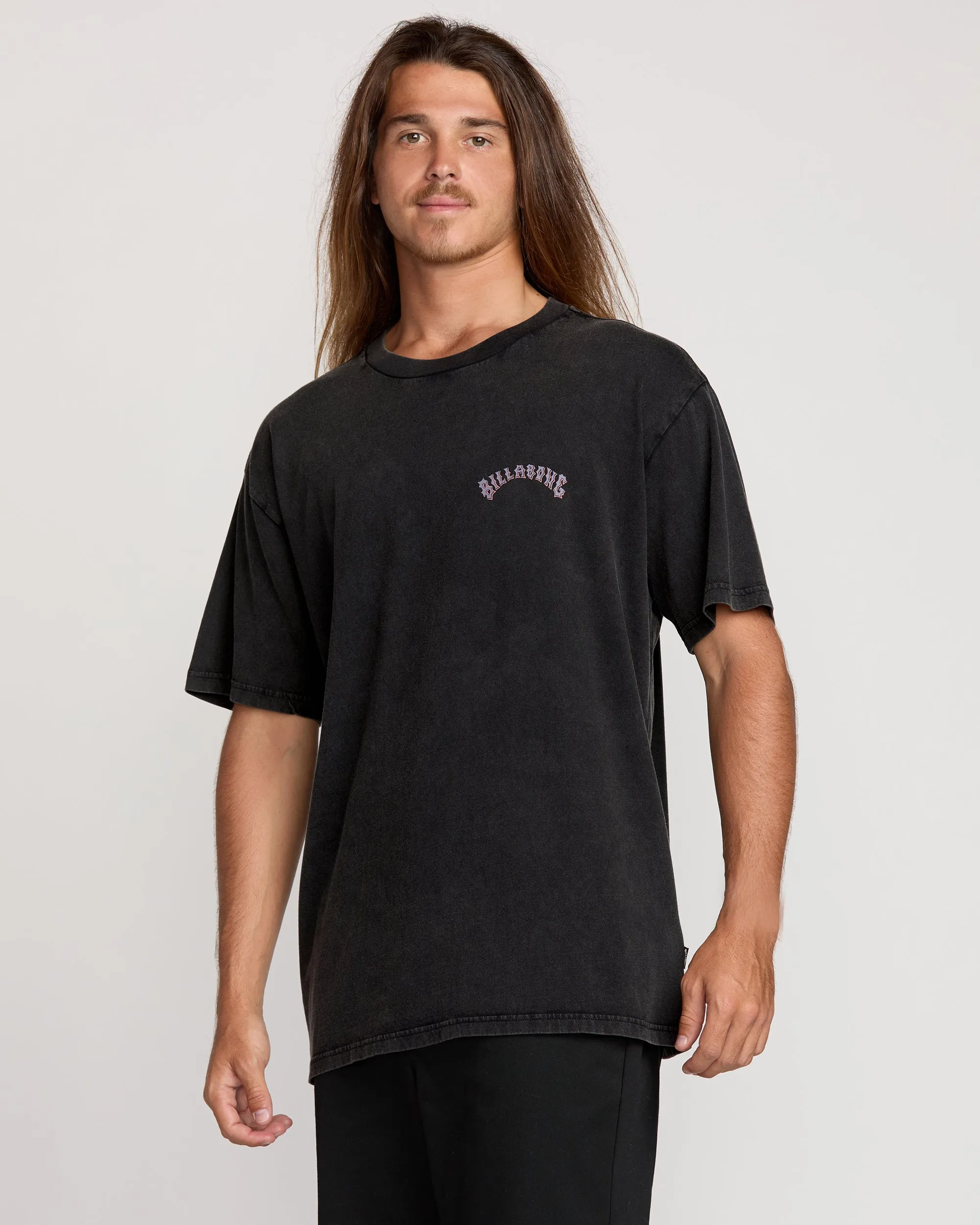 Decal Regular Wave Wash Tee - Washed Black Billabong
