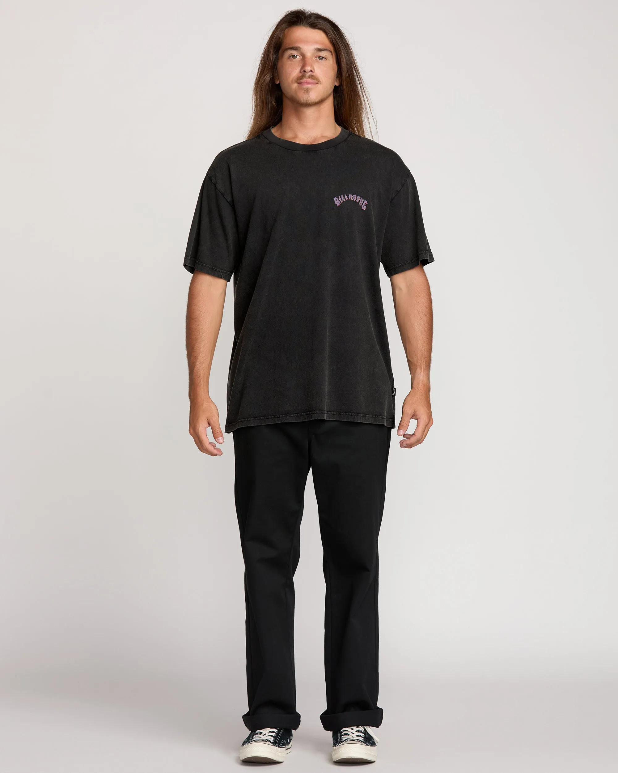 Decal Regular Wave Wash Tee - Washed Black Billabong