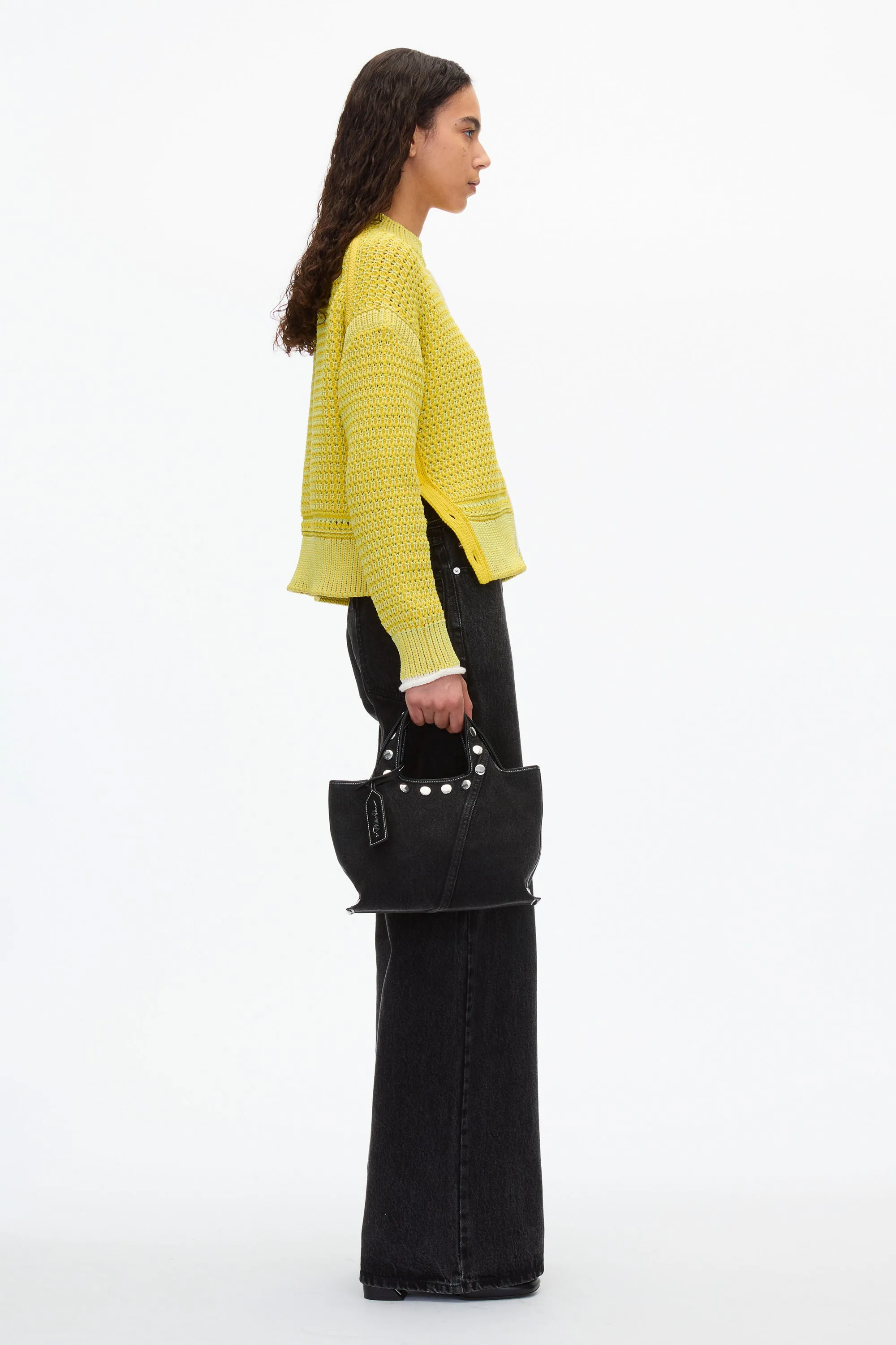 Denim Mini Market Tote with Studs
