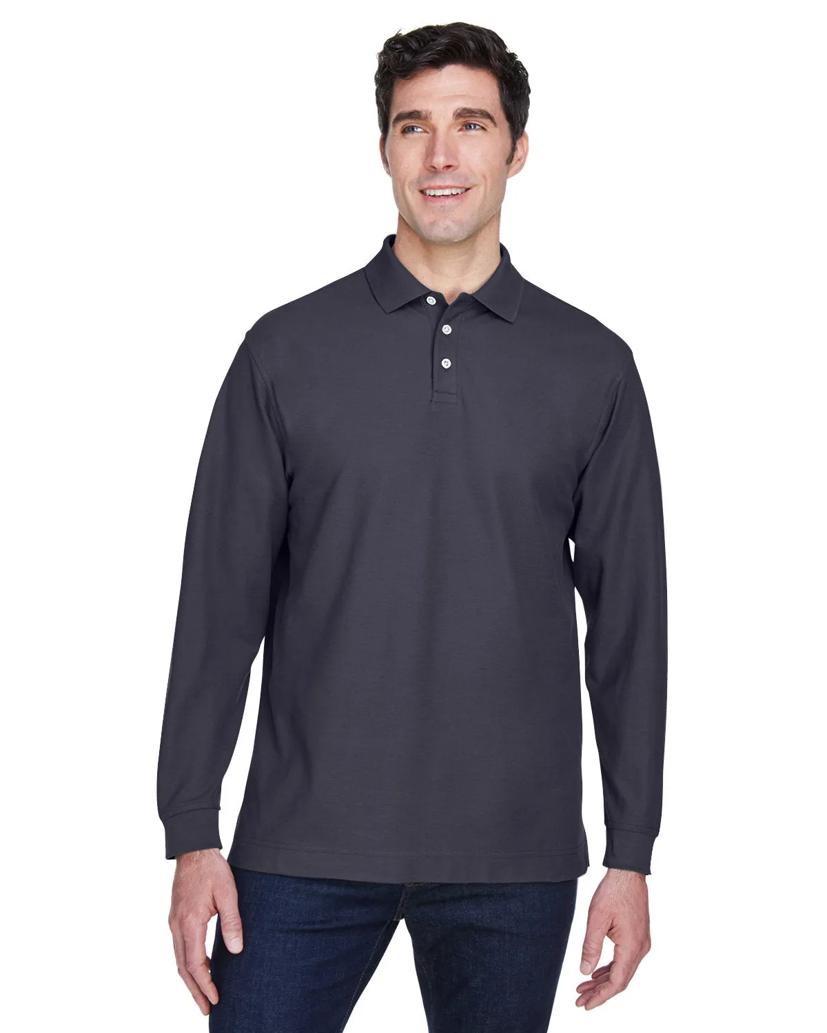 Devon & Jones Pima Pique Long-Sleeve Polo