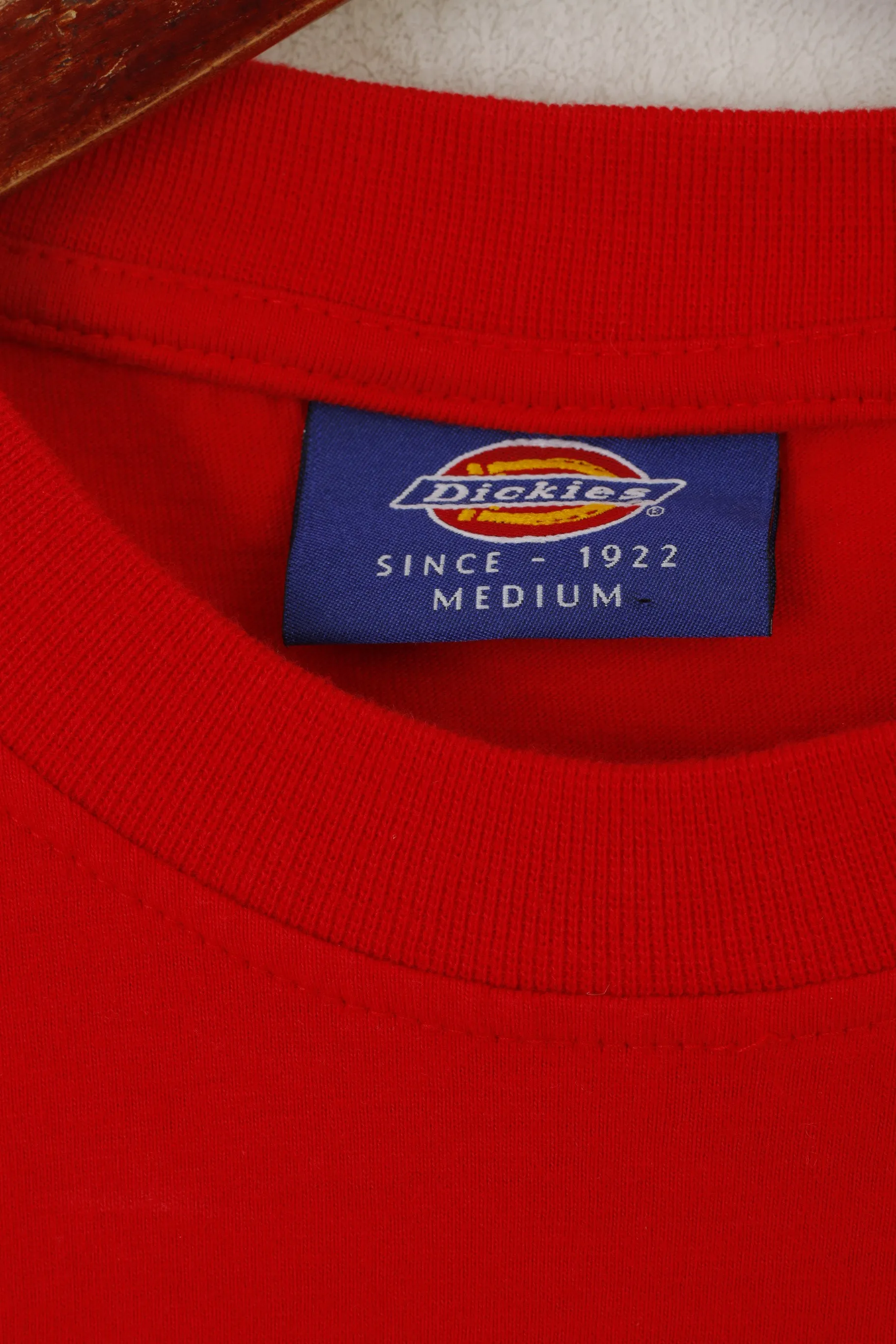 Dickies Men M Shirt Red Cotton Flight Attendant Graphic Vintage Crew Neck Top